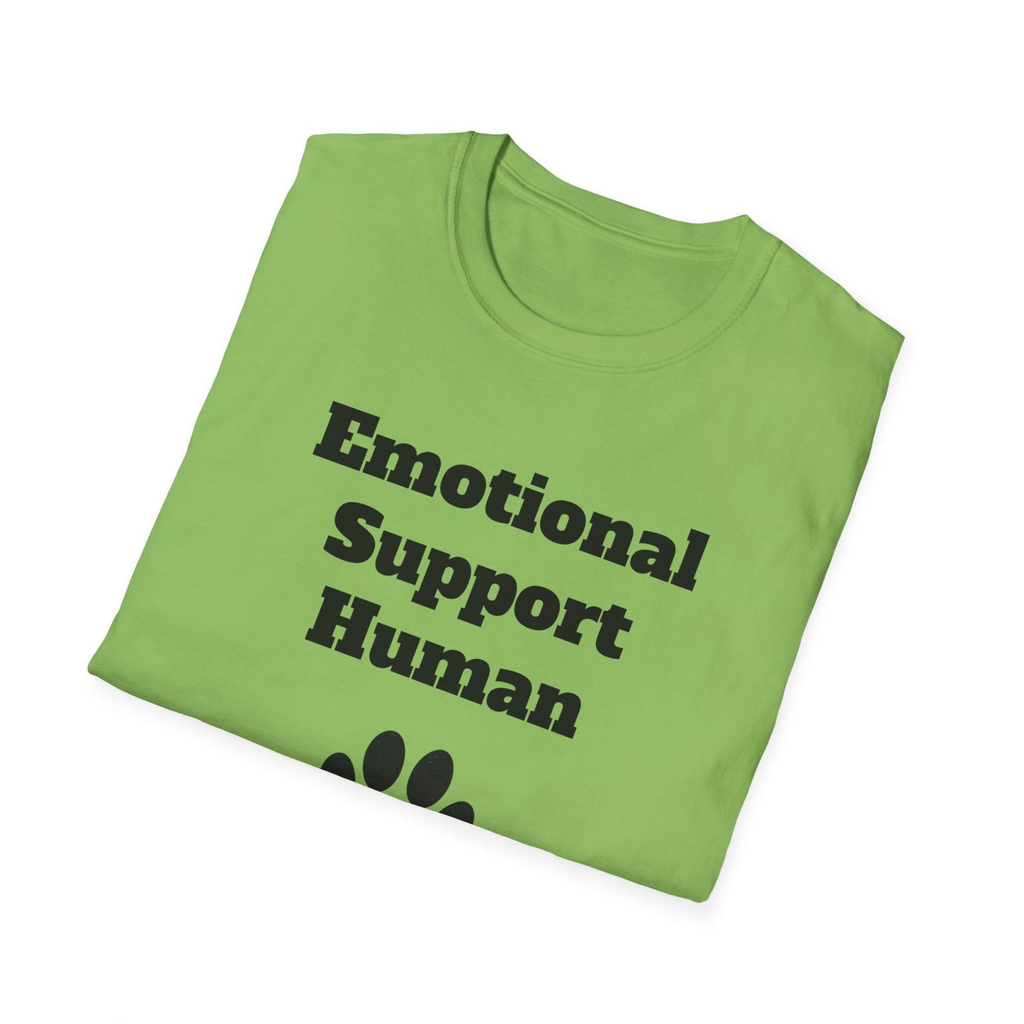Emotional Support Human T-Shirt, Unisex Funny Tee, Pet Lover Gift, Animal Support Shirt, Casual Wear for Humans, Cute Animal Paw Print