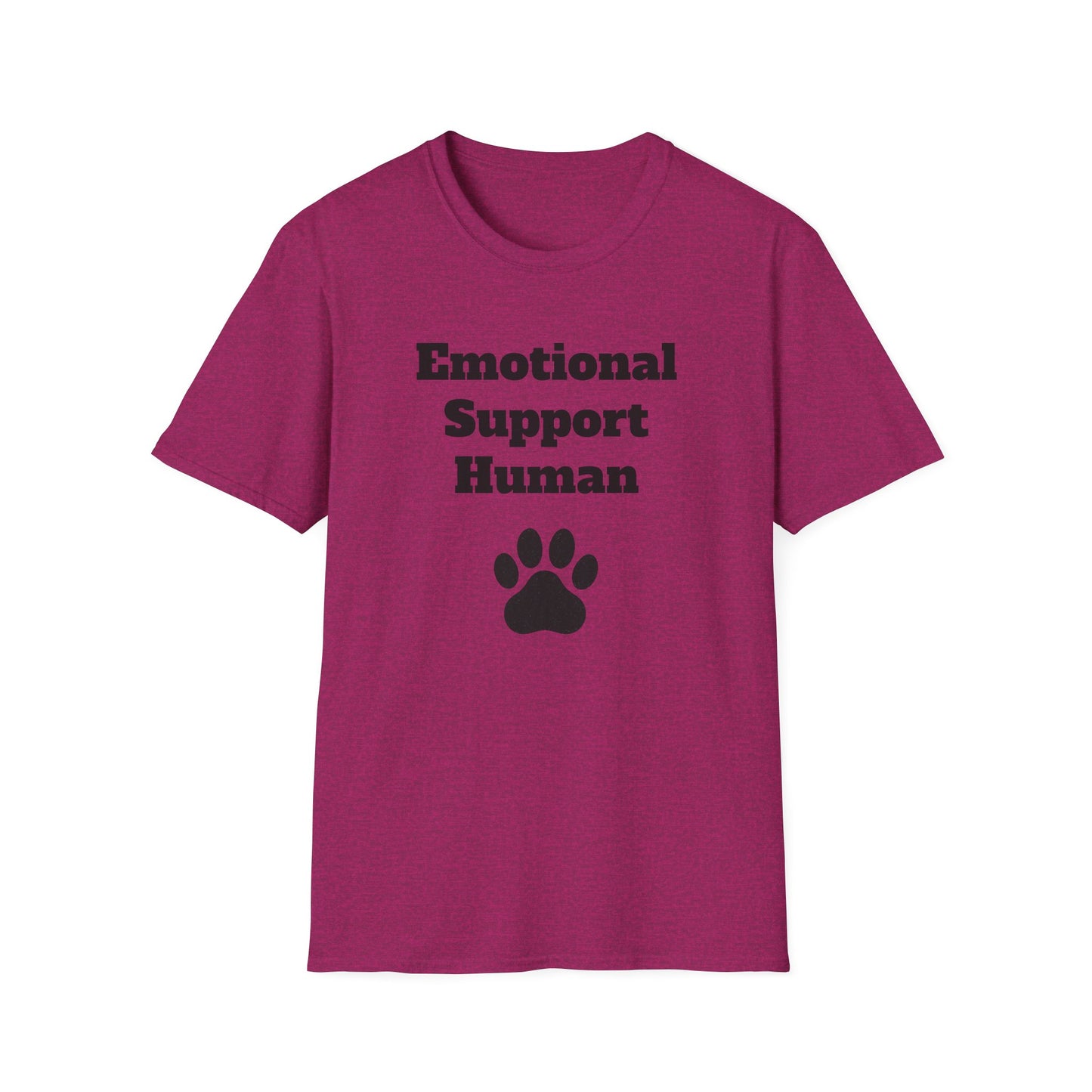 Emotional Support Human T-Shirt, Unisex Funny Tee, Pet Lover Gift, Animal Support Shirt, Casual Wear for Humans, Cute Animal Paw Print