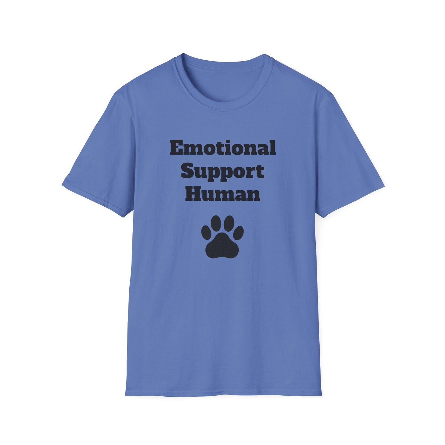 Emotional Support Human T-Shirt, Unisex Funny Tee, Pet Lover Gift, Animal Support Shirt, Casual Wear for Humans, Cute Animal Paw Print