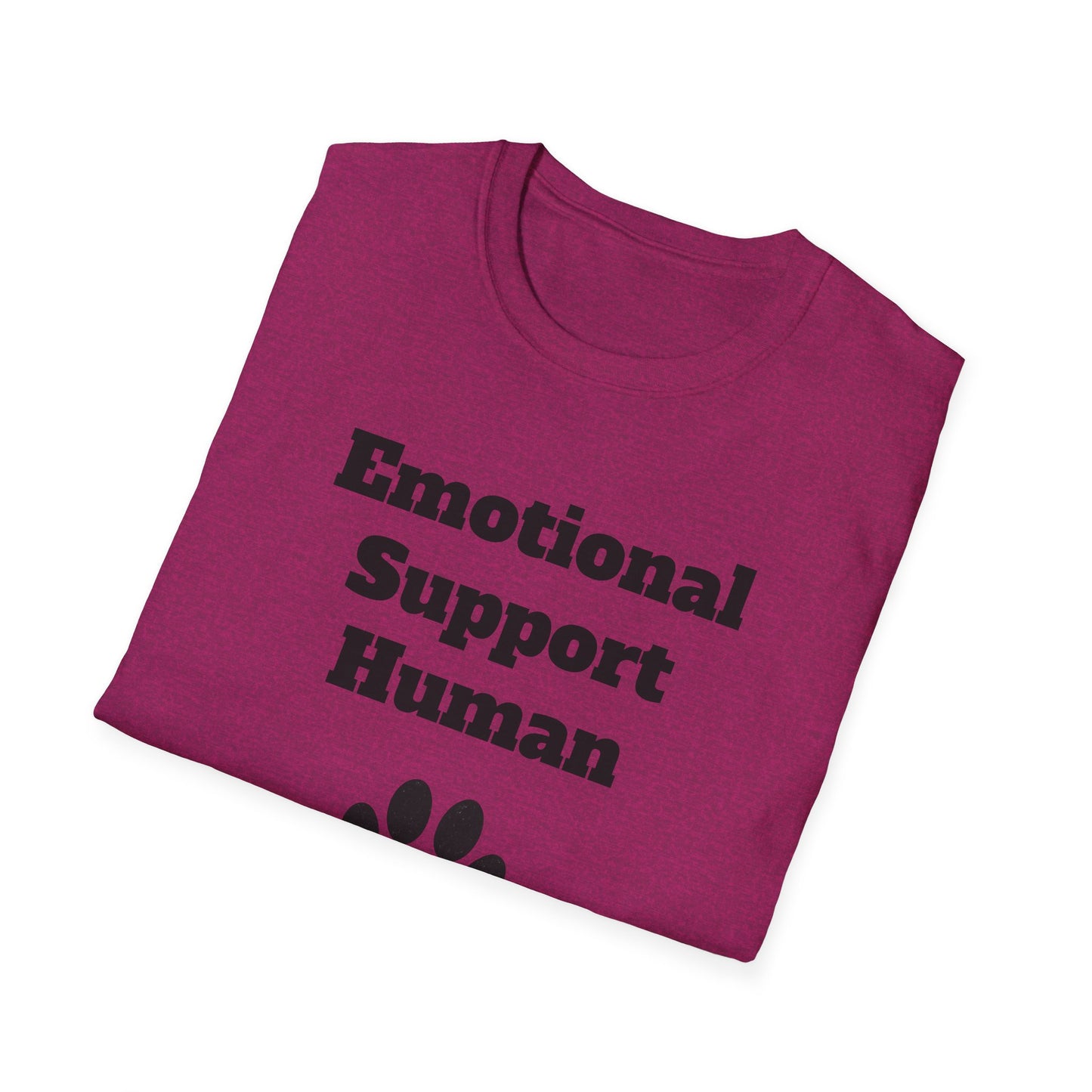 Emotional Support Human T-Shirt, Unisex Funny Tee, Pet Lover Gift, Animal Support Shirt, Casual Wear for Humans, Cute Animal Paw Print