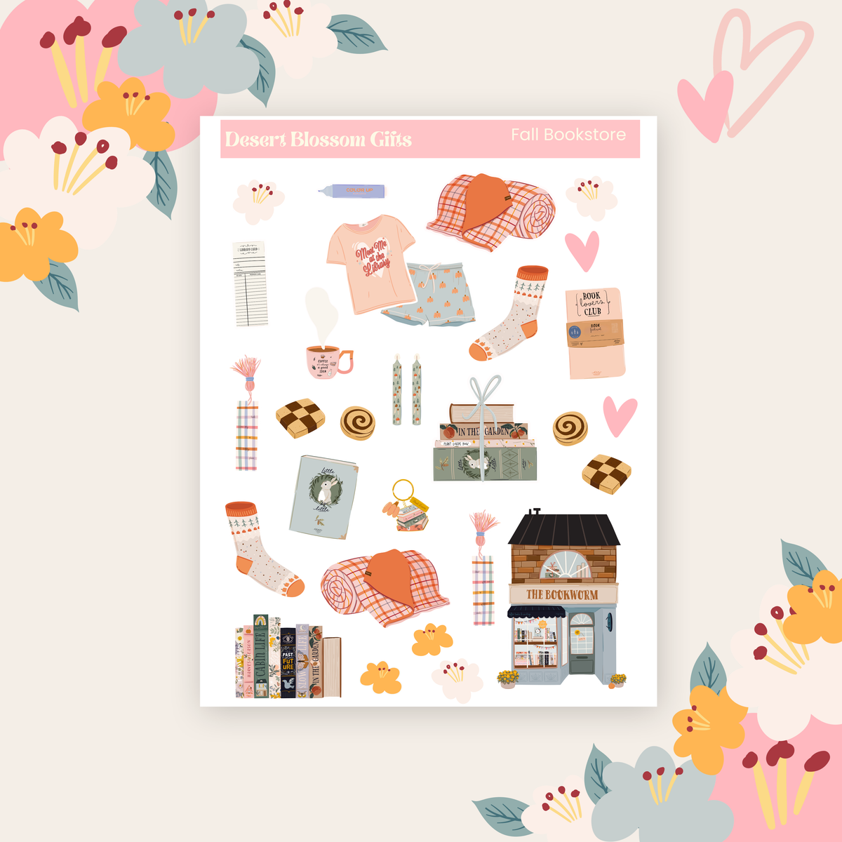 Fall Bookstore Sticker Kit, Planners, Journaling, Dutchdoor.