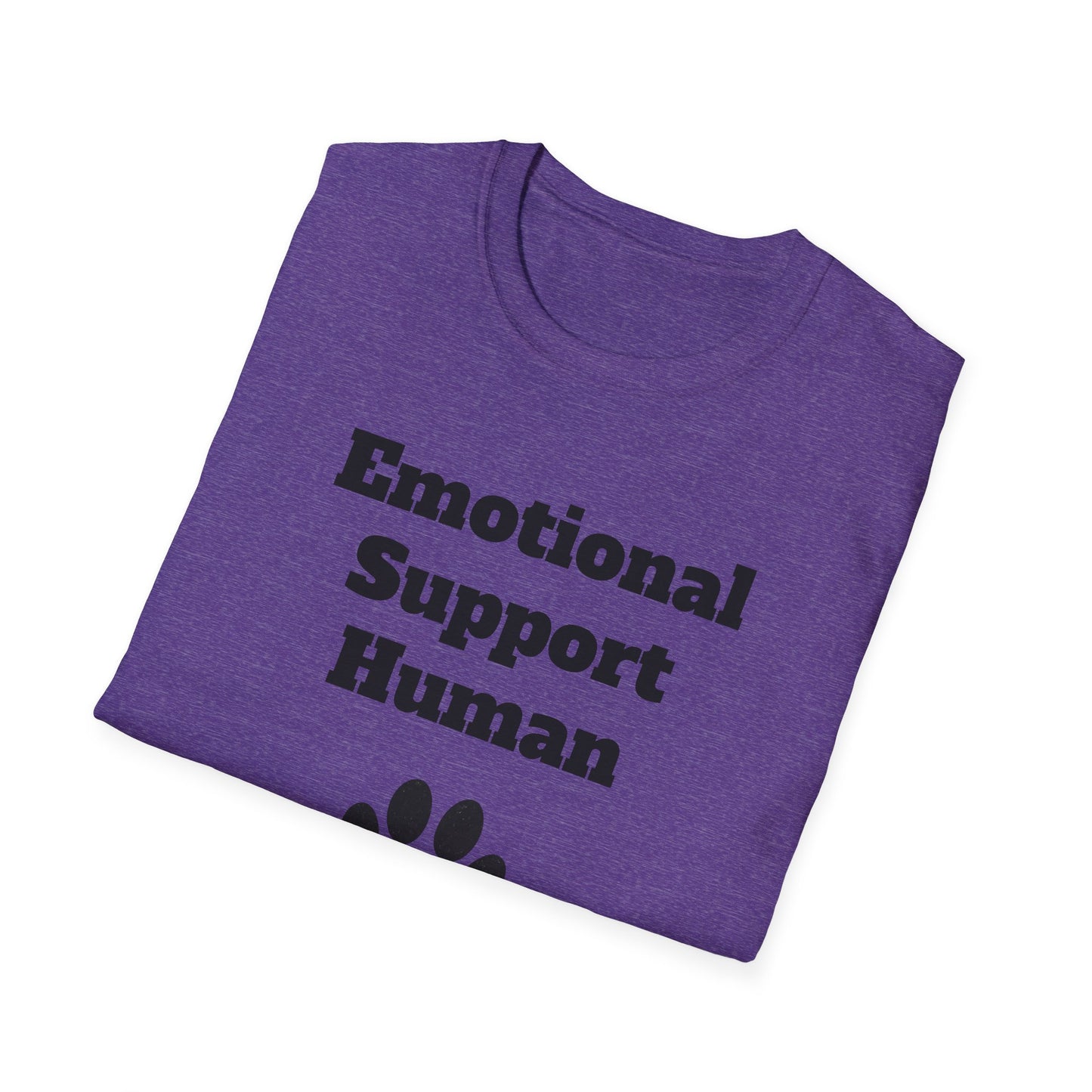Emotional Support Human T-Shirt, Unisex Funny Tee, Pet Lover Gift, Animal Support Shirt, Casual Wear for Humans, Cute Animal Paw Print