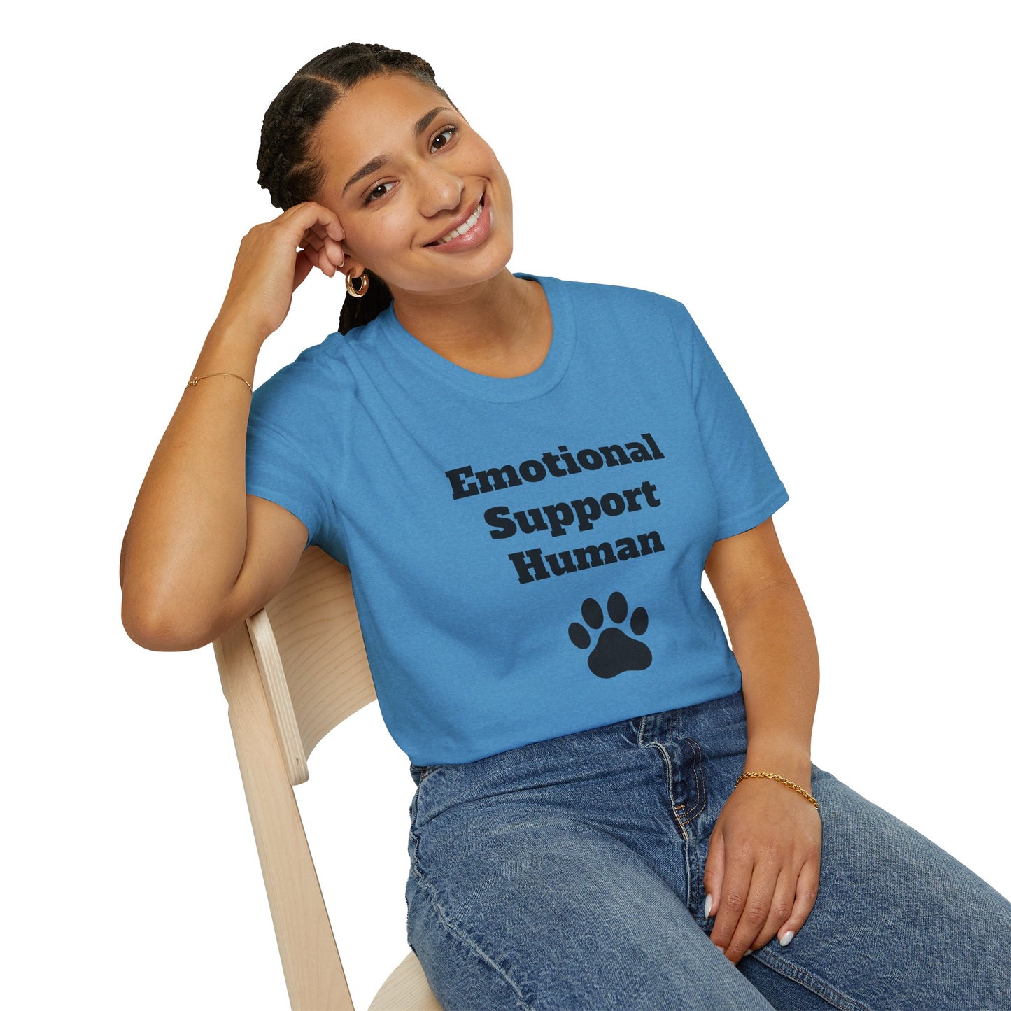 Emotional Support Human T-Shirt, Unisex Funny Tee, Pet Lover Gift, Animal Support Shirt, Casual Wear for Humans, Cute Animal Paw Print