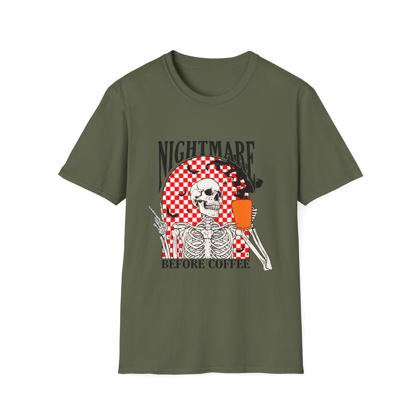 Nightmare Before Coffee Unisex T-Shirt, Halloween Gift, Skeleton Tee, Funny Coffee Shirt, Graphic Tee for Coffee Lovers