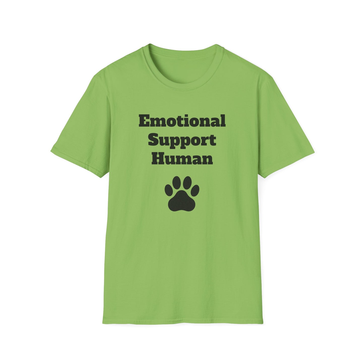 Emotional Support Human T-Shirt, Unisex Funny Tee, Pet Lover Gift, Animal Support Shirt, Casual Wear for Humans, Cute Animal Paw Print