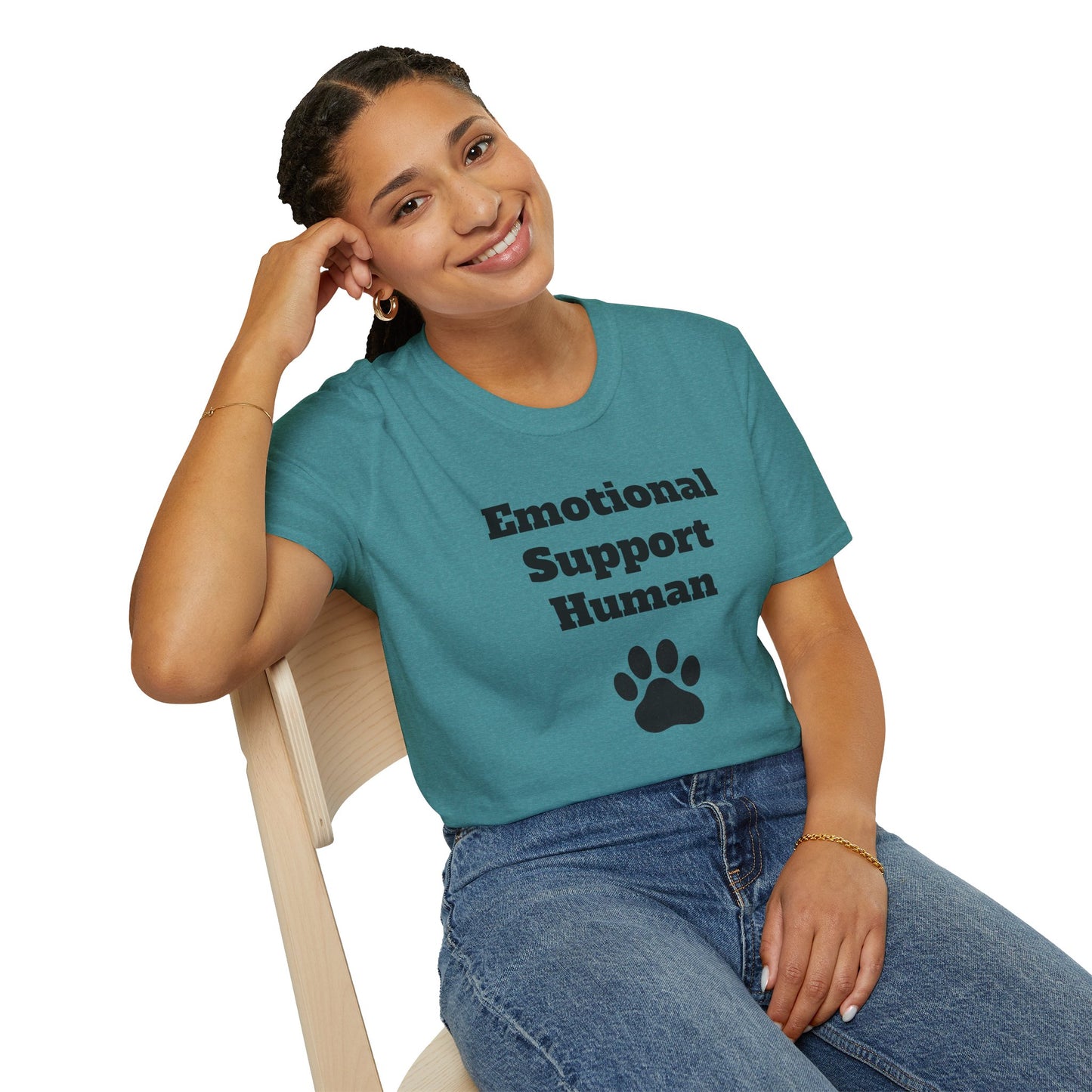 Emotional Support Human T-Shirt, Unisex Funny Tee, Pet Lover Gift, Animal Support Shirt, Casual Wear for Humans, Cute Animal Paw Print