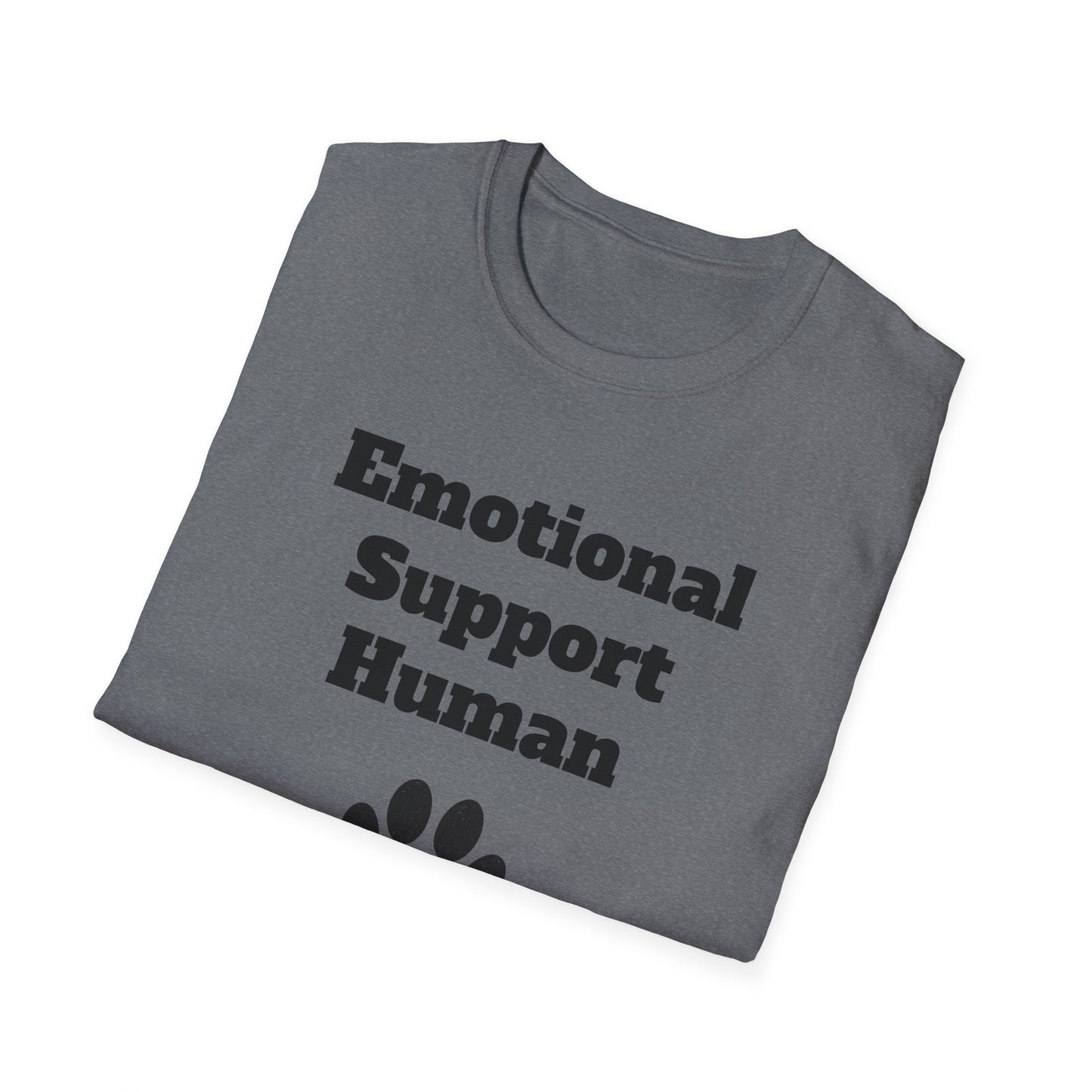 Emotional Support Human T-Shirt, Unisex Funny Tee, Pet Lover Gift, Animal Support Shirt, Casual Wear for Humans, Cute Animal Paw Print