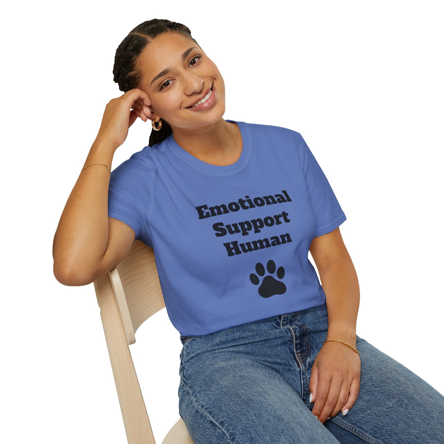 Emotional Support Human T-Shirt, Unisex Funny Tee, Pet Lover Gift, Animal Support Shirt, Casual Wear for Humans, Cute Animal Paw Print