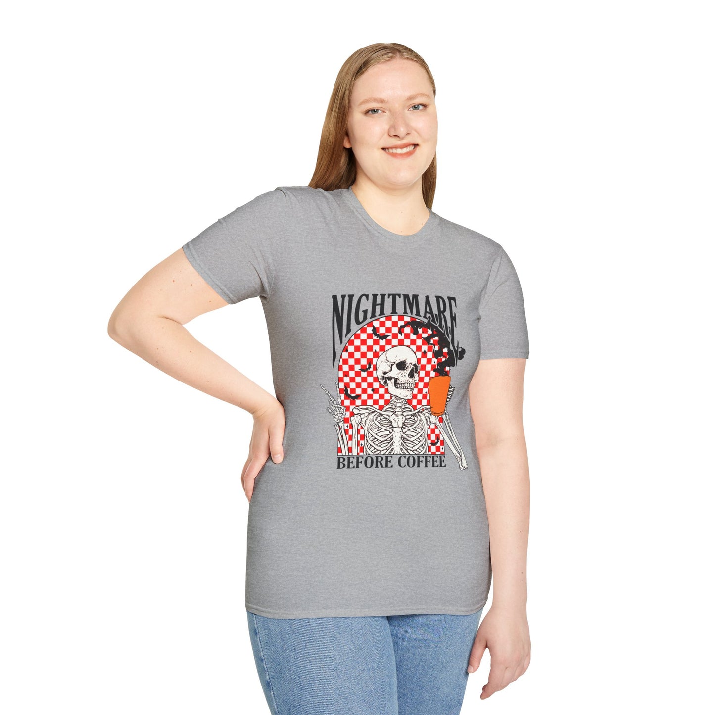 Nightmare Before Coffee Unisex T-Shirt, Halloween Gift, Skeleton Tee, Funny Coffee Shirt, Graphic Tee for Coffee Lovers