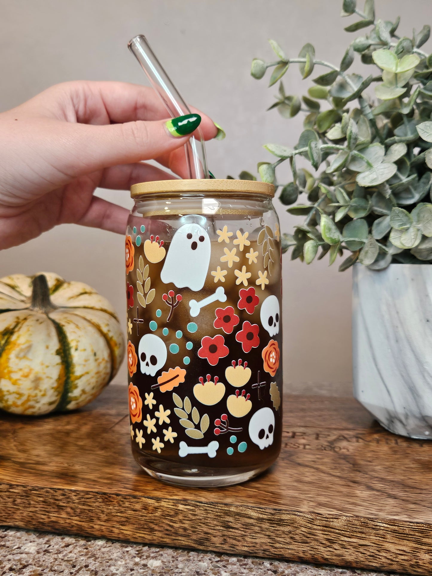 Skull and Ghost Glass Cup - Desert Blossom Gifts