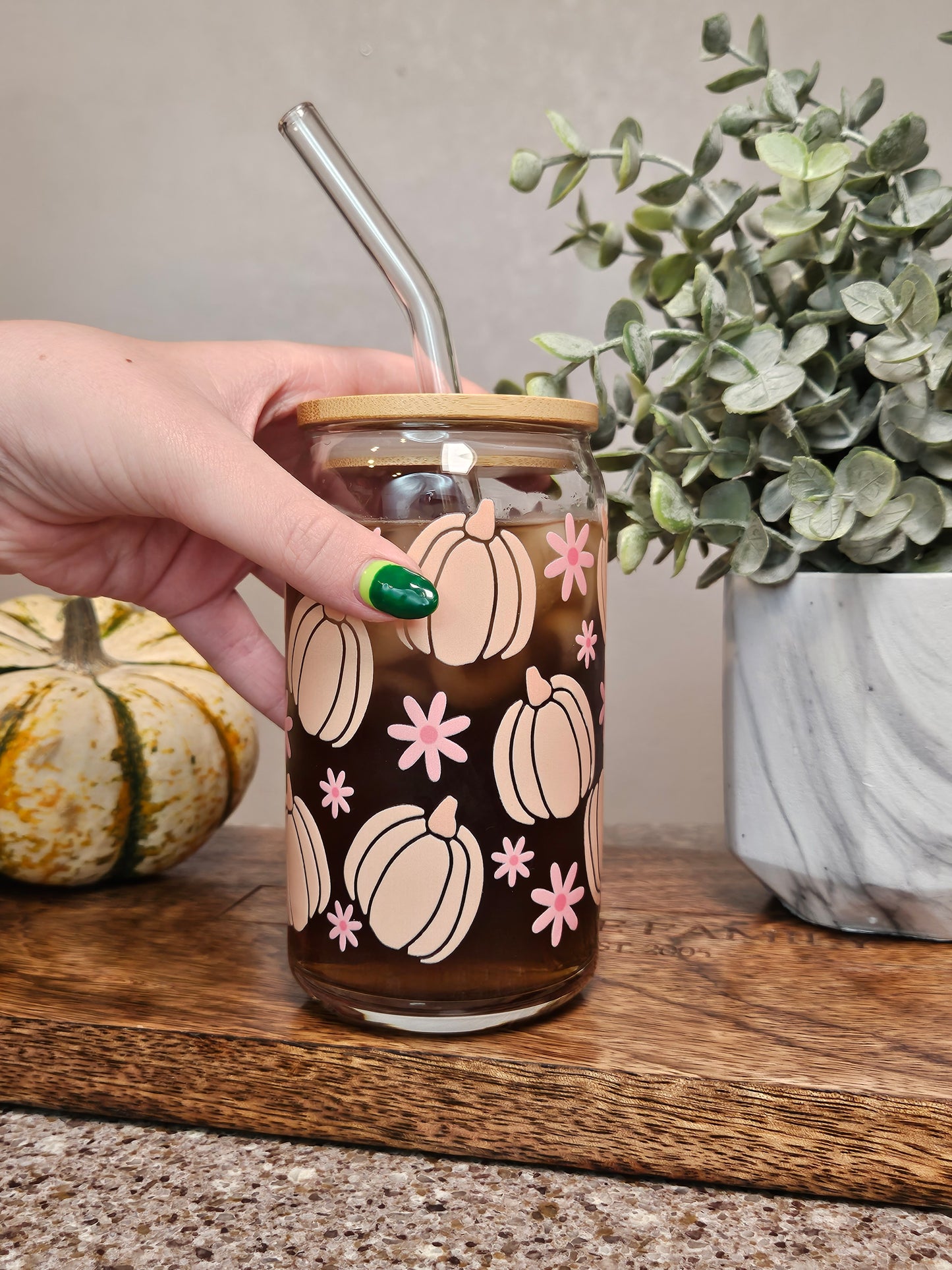 Pumpkins Glass Cup - Desert Blossom Gifts