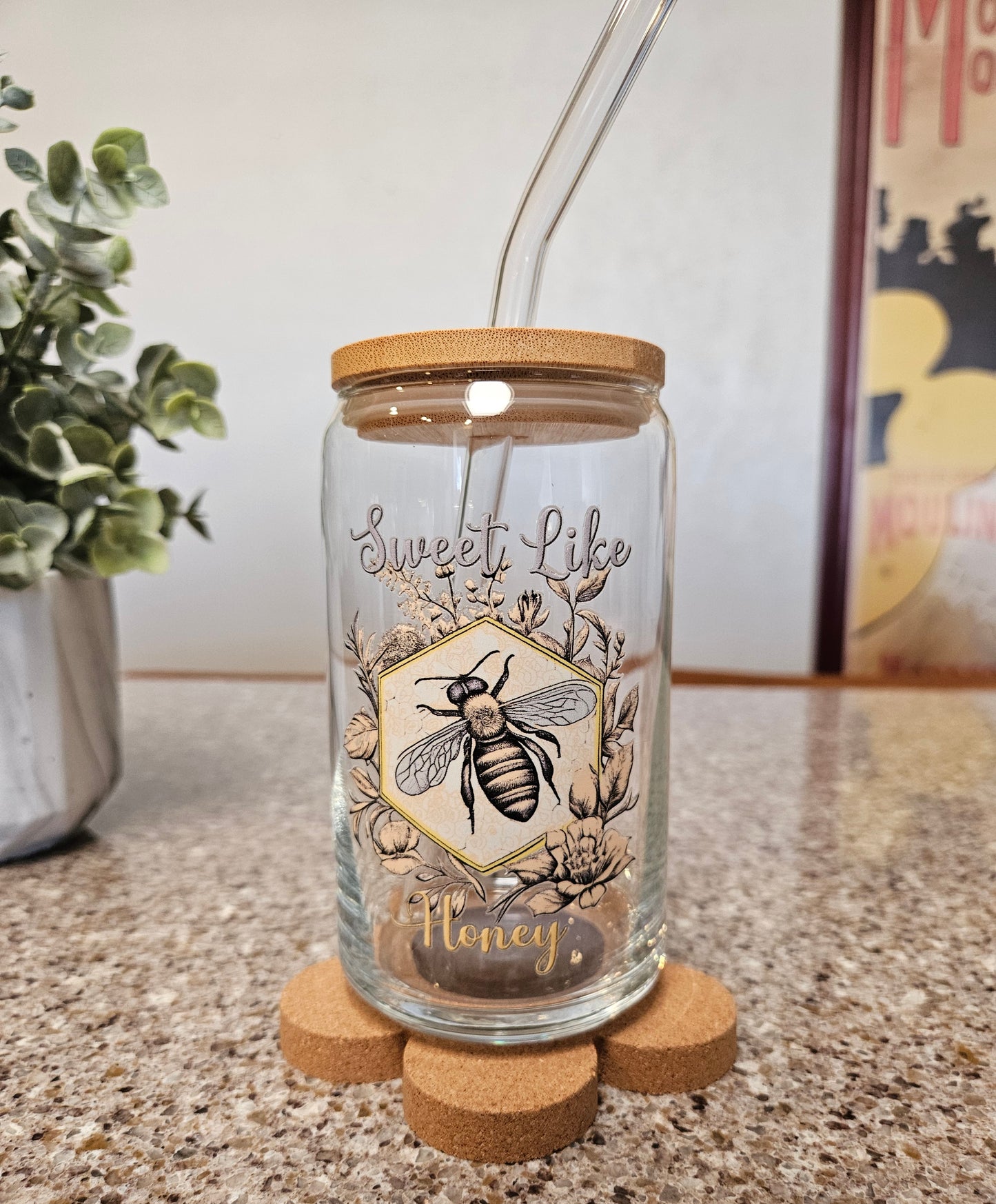 Sweet Like Honey Glass Cup - Desert Blossom Gifts