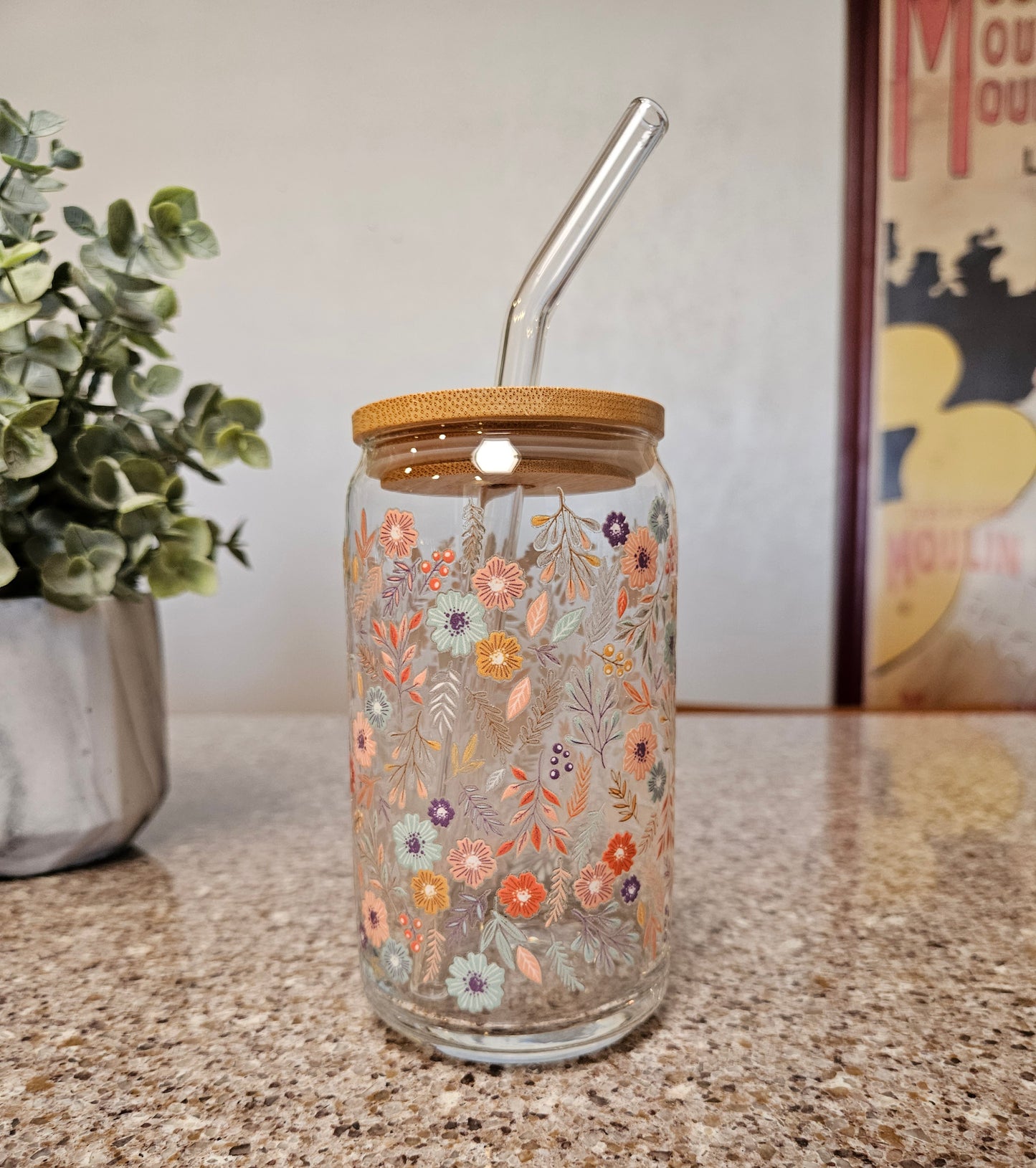 Dainty Flowers Glass Cup - Desert Blossom Gifts