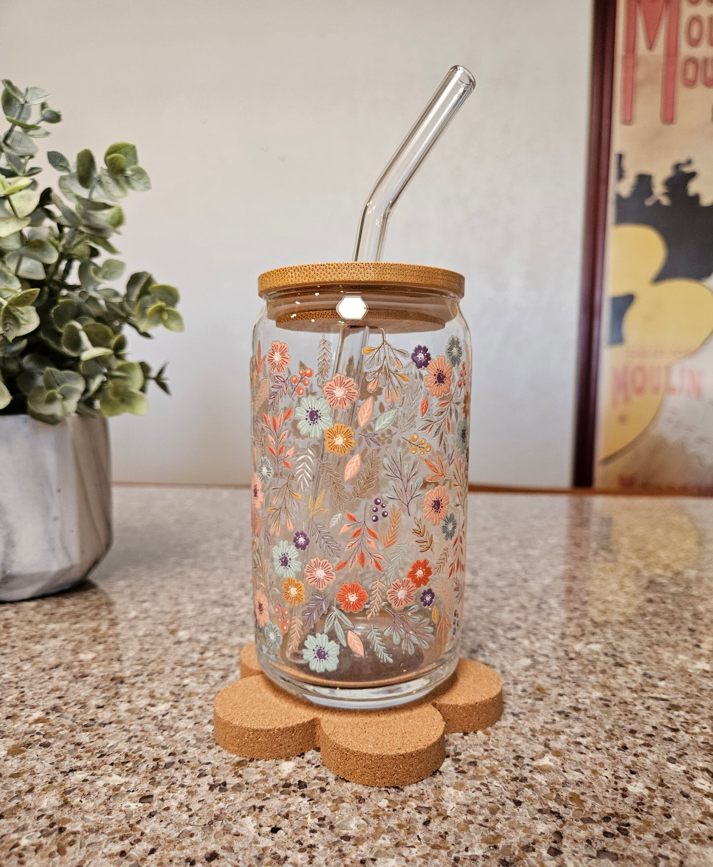 Dainty Flowers Glass Cup - Desert Blossom Gifts
