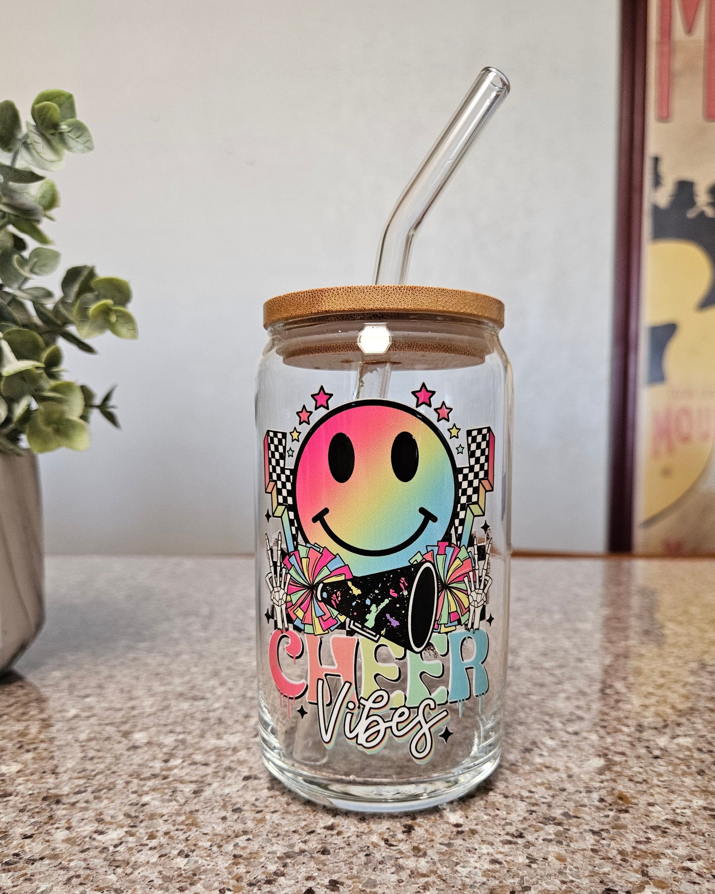 Cheer Vibes Glass Cup - Desert Blossom Gifts