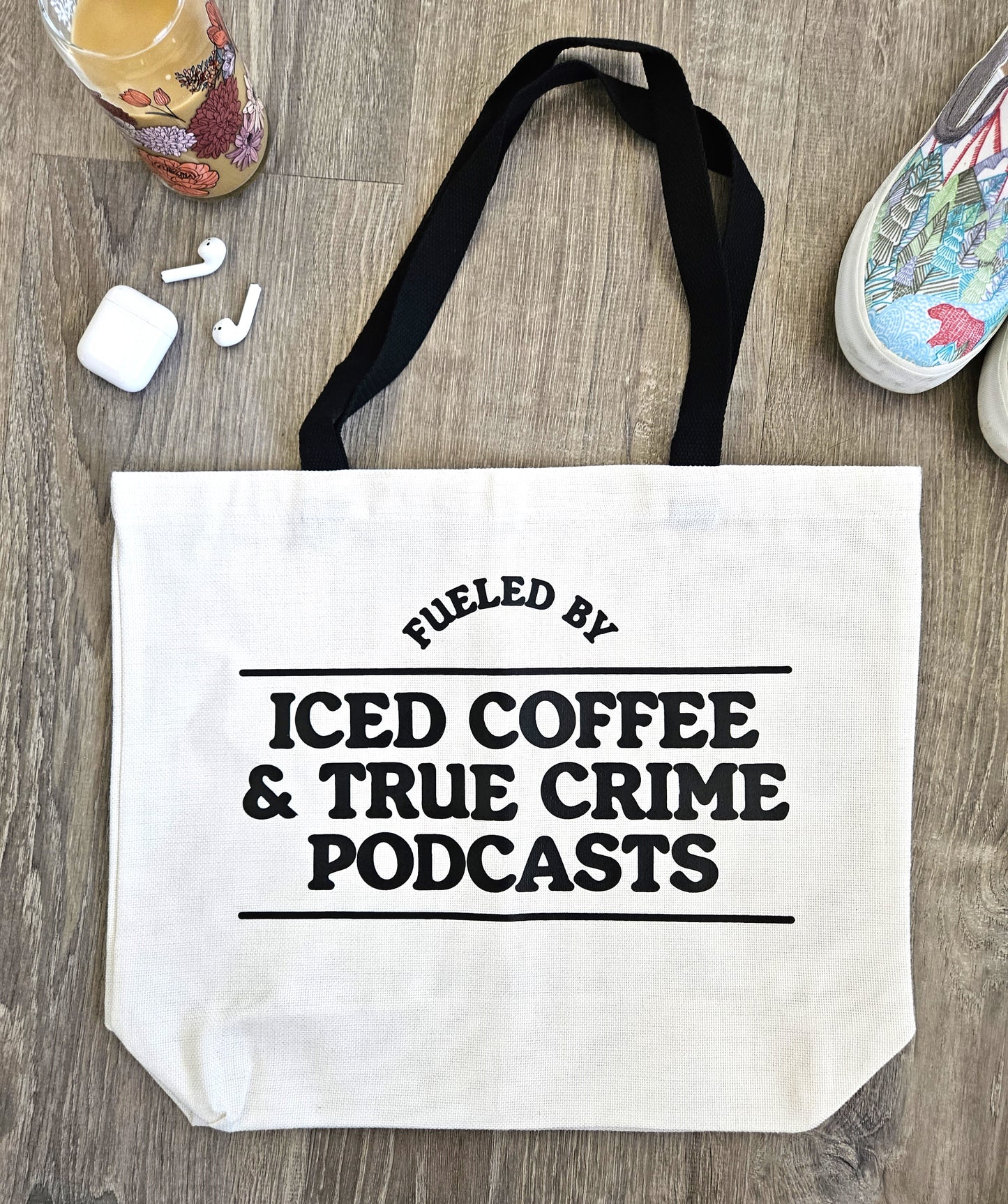 Iced Coffee True Crime Canvas Bag - Desert Blossom Gifts