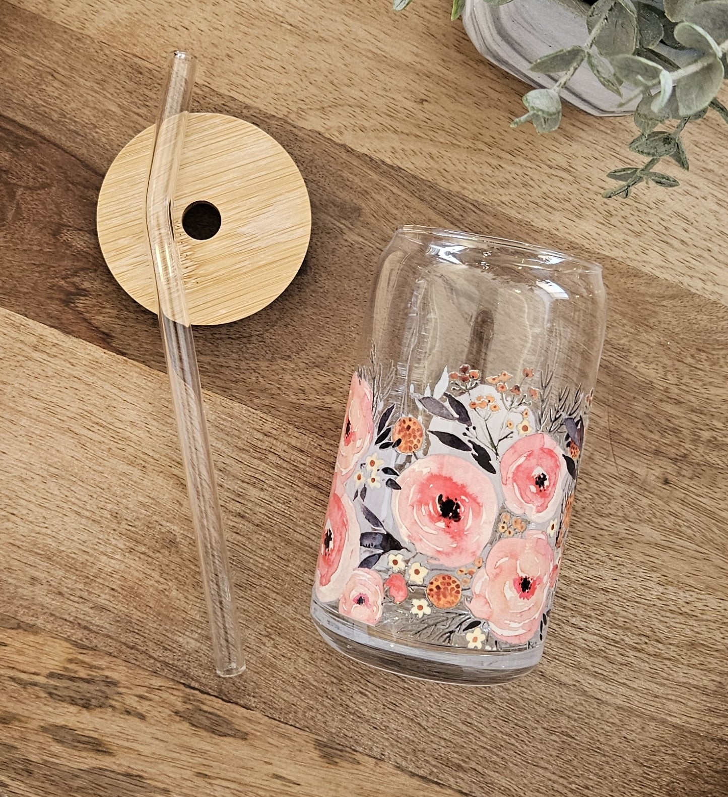 Pink Peonies Glass Cup - Desert Blossom Gifts