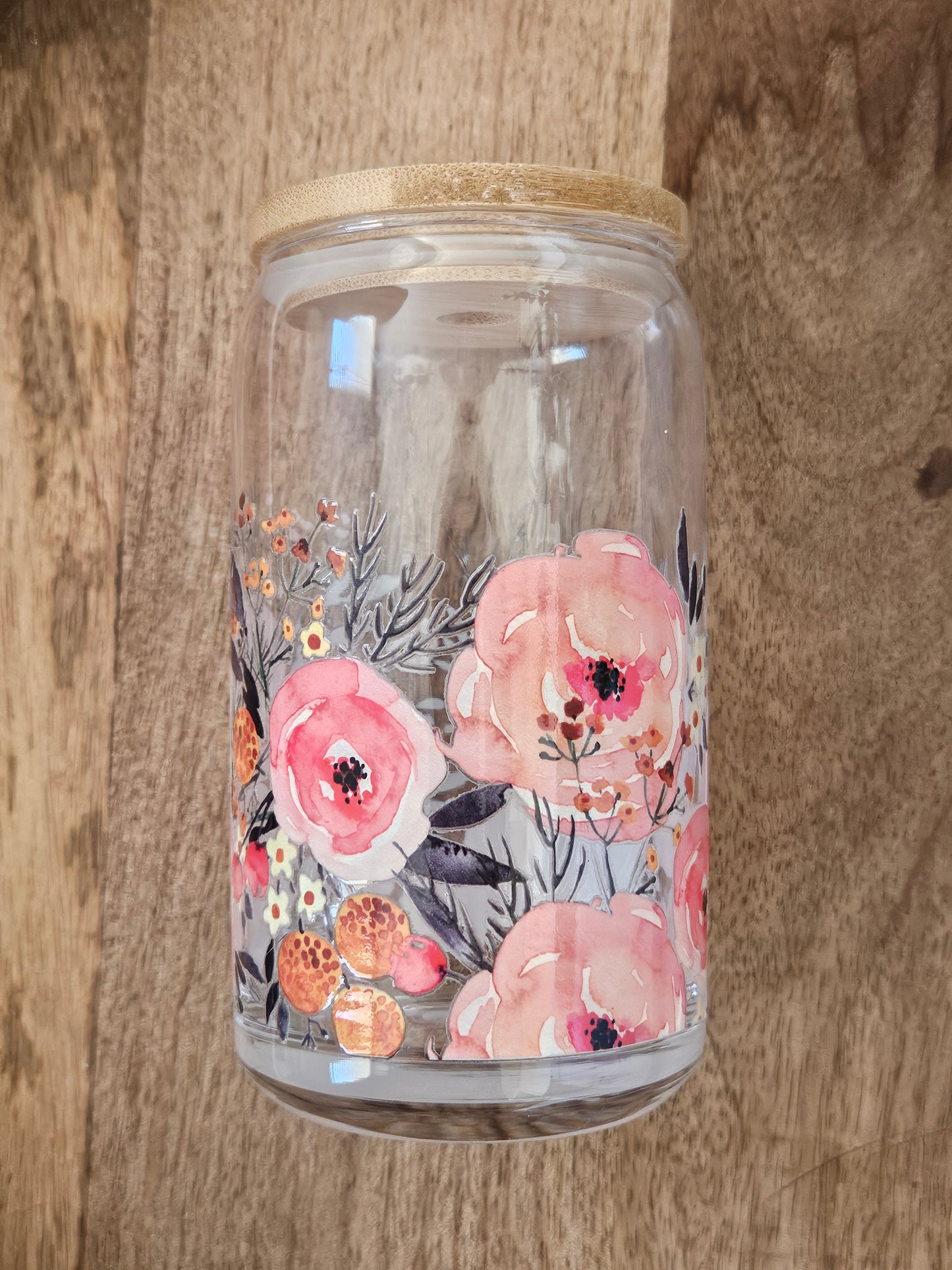 Pink Peonies Glass Cup - Desert Blossom Gifts