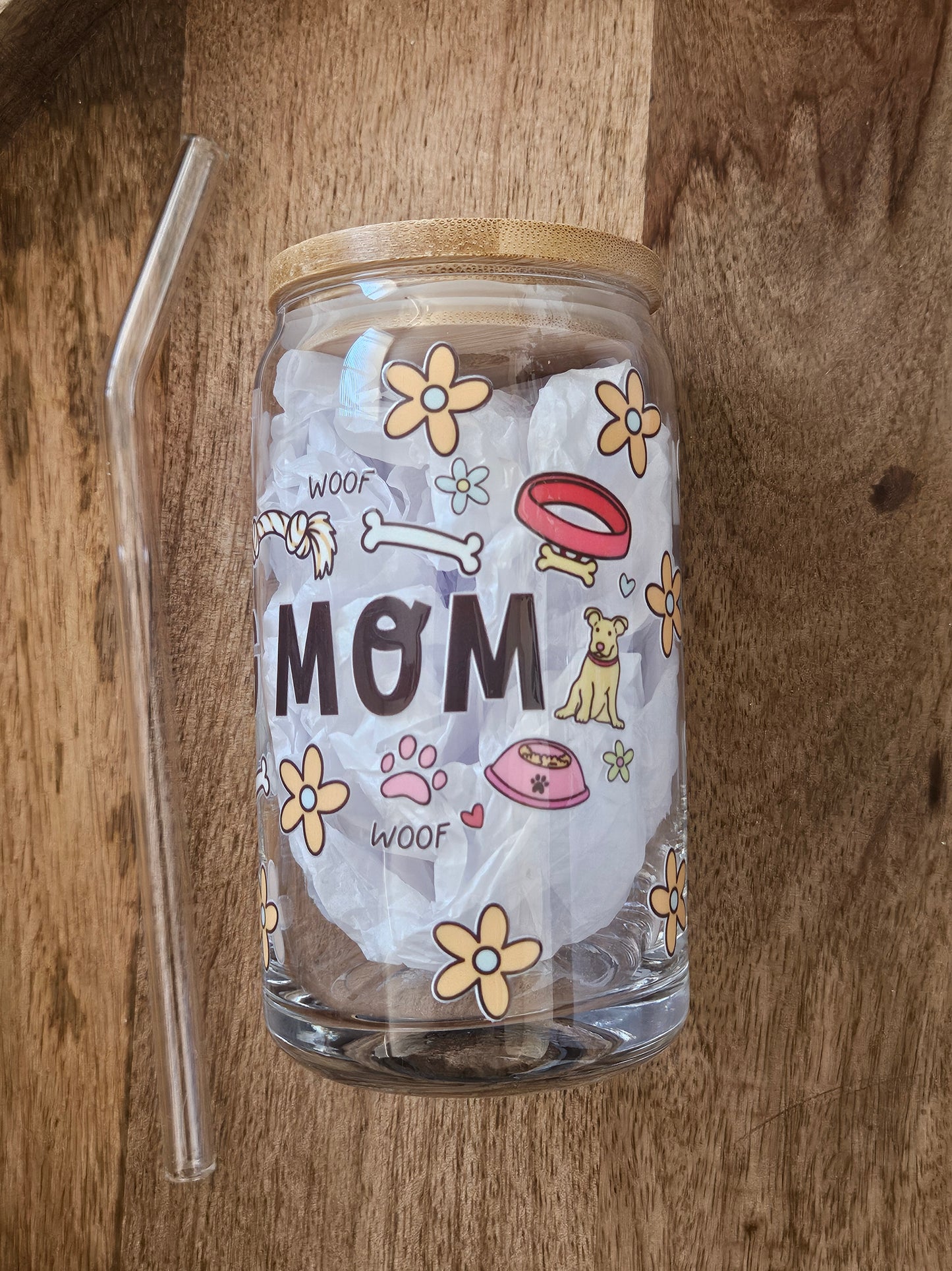 Dog Mom Glass Cup - Desert Blossom Gifts