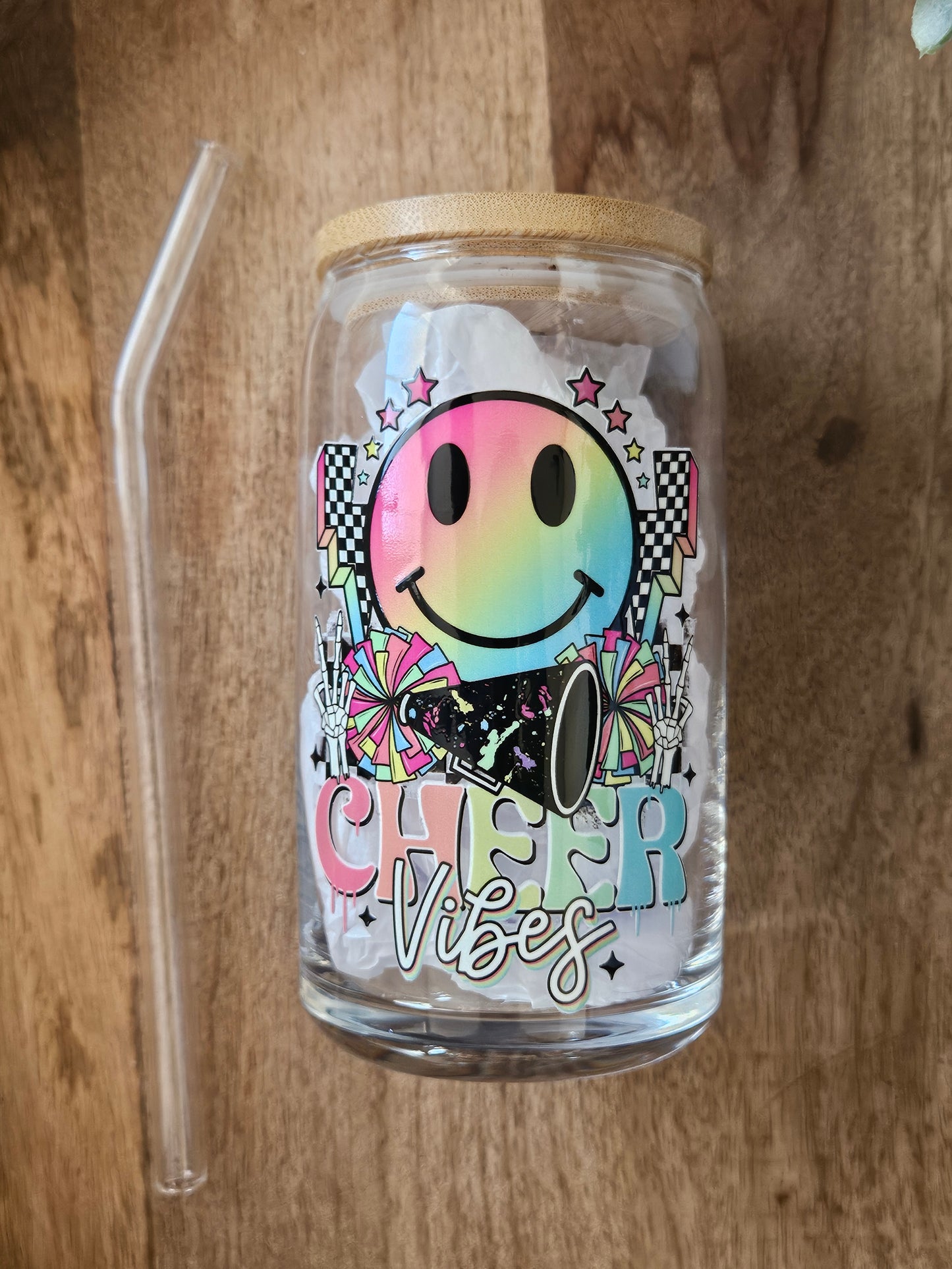 Cheer Vibes Glass Cup - Desert Blossom Gifts