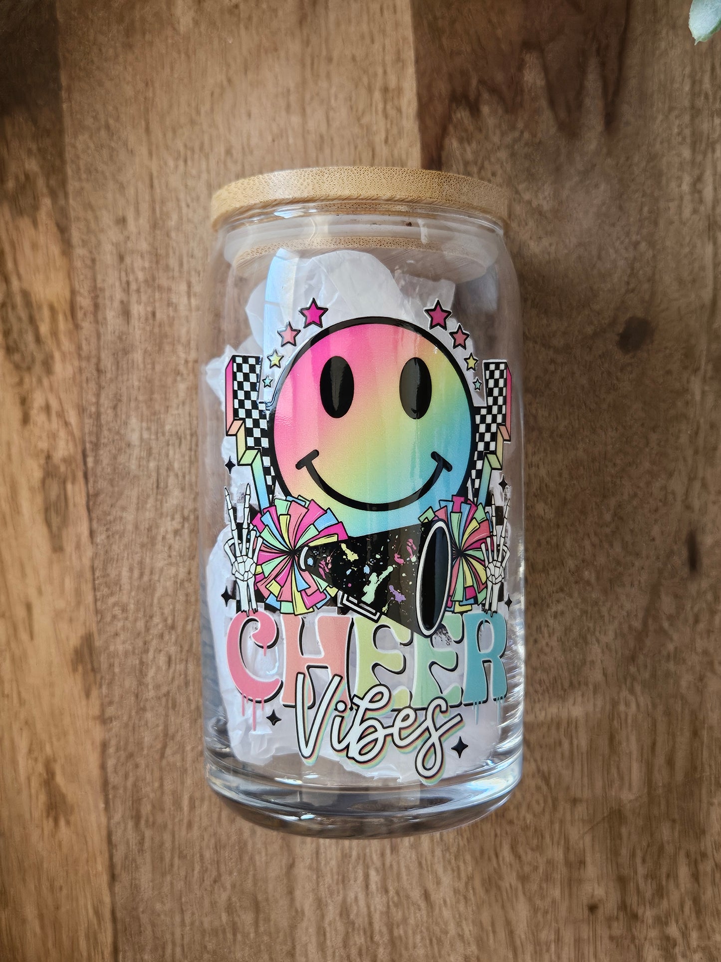 Cheer Vibes Glass Cup - Desert Blossom Gifts