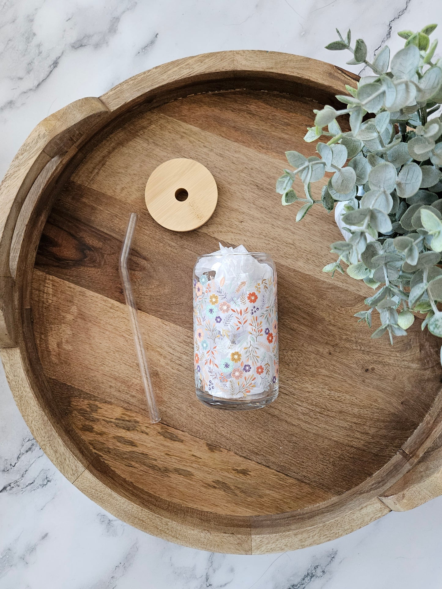 Dainty Flowers Glass Cup - Desert Blossom Gifts