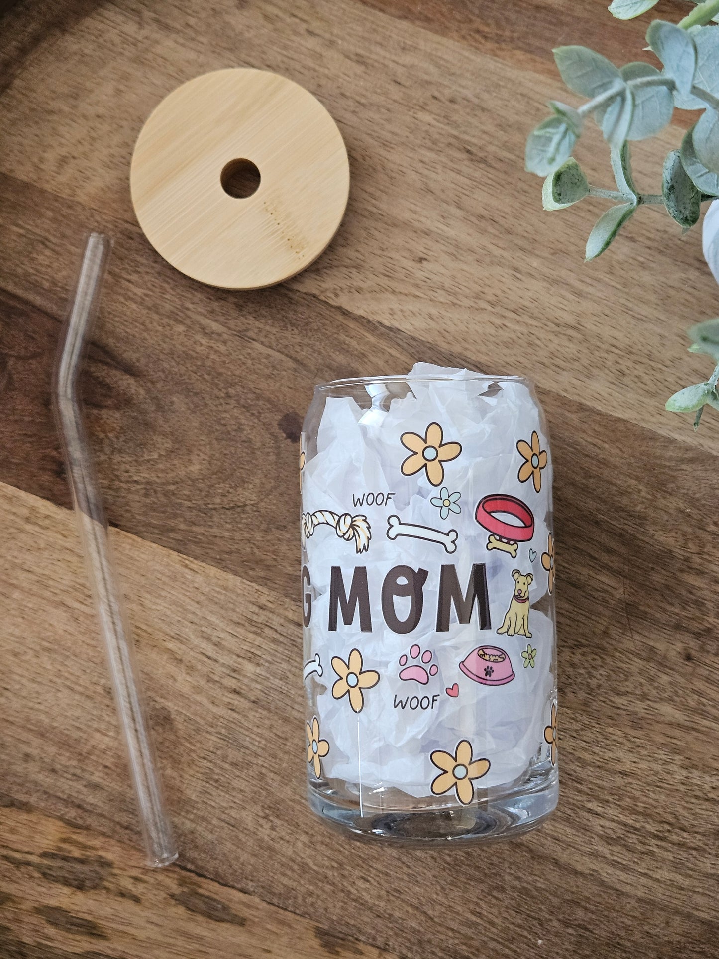 Dog Mom Glass Cup - Desert Blossom Gifts