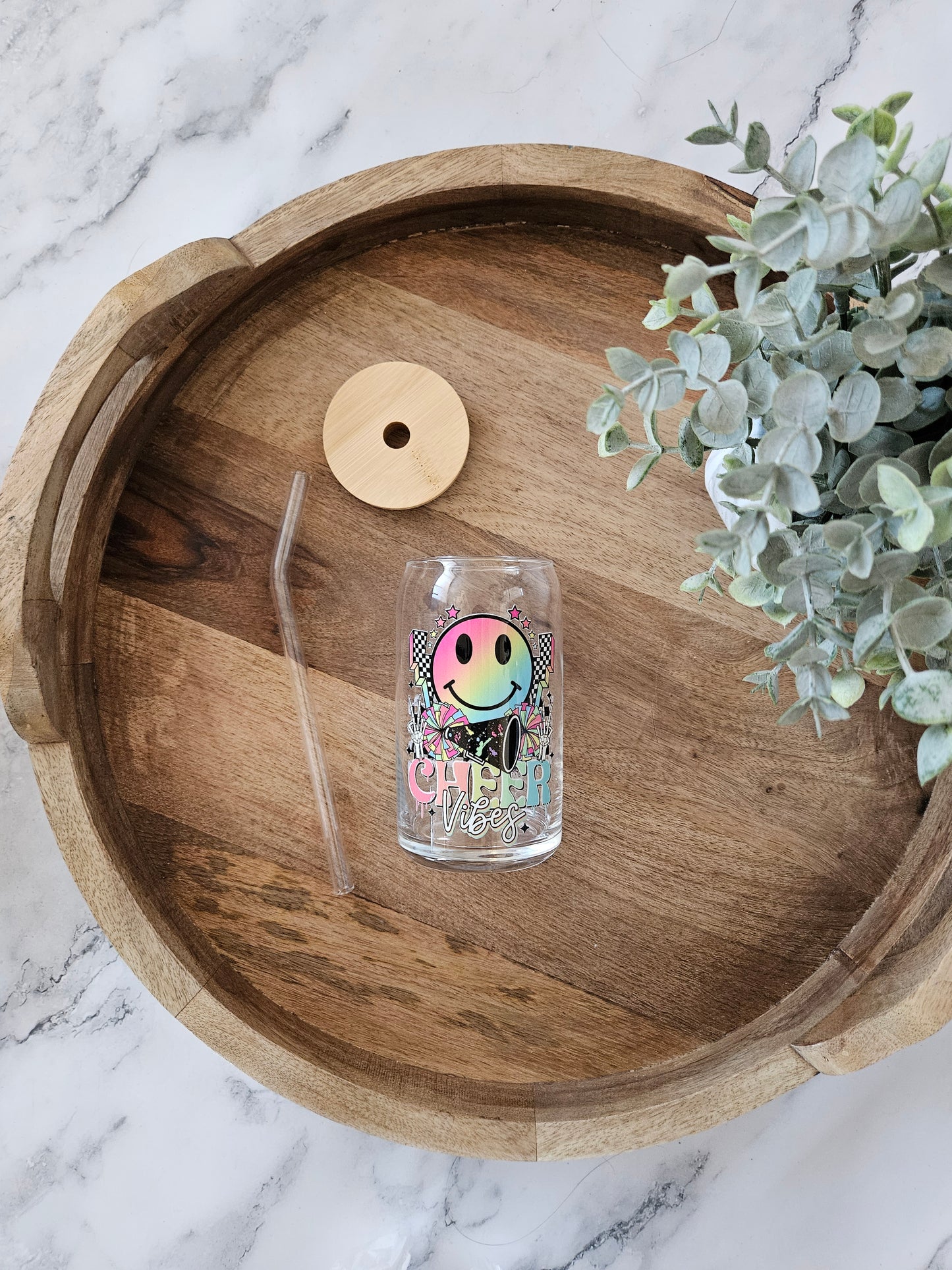 Cheer Vibes Glass Cup - Desert Blossom Gifts
