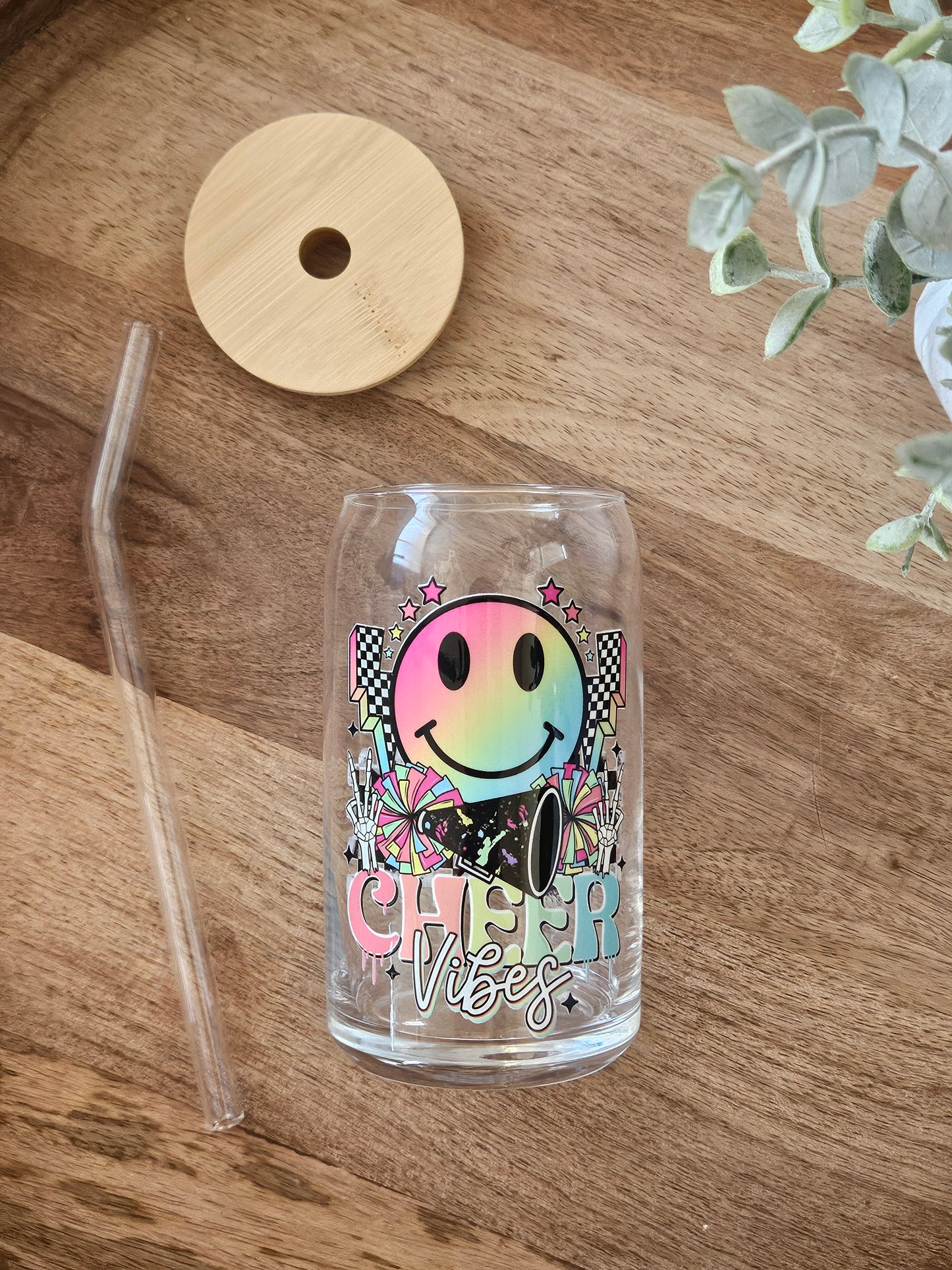 Cheer Vibes Glass Cup - Desert Blossom Gifts