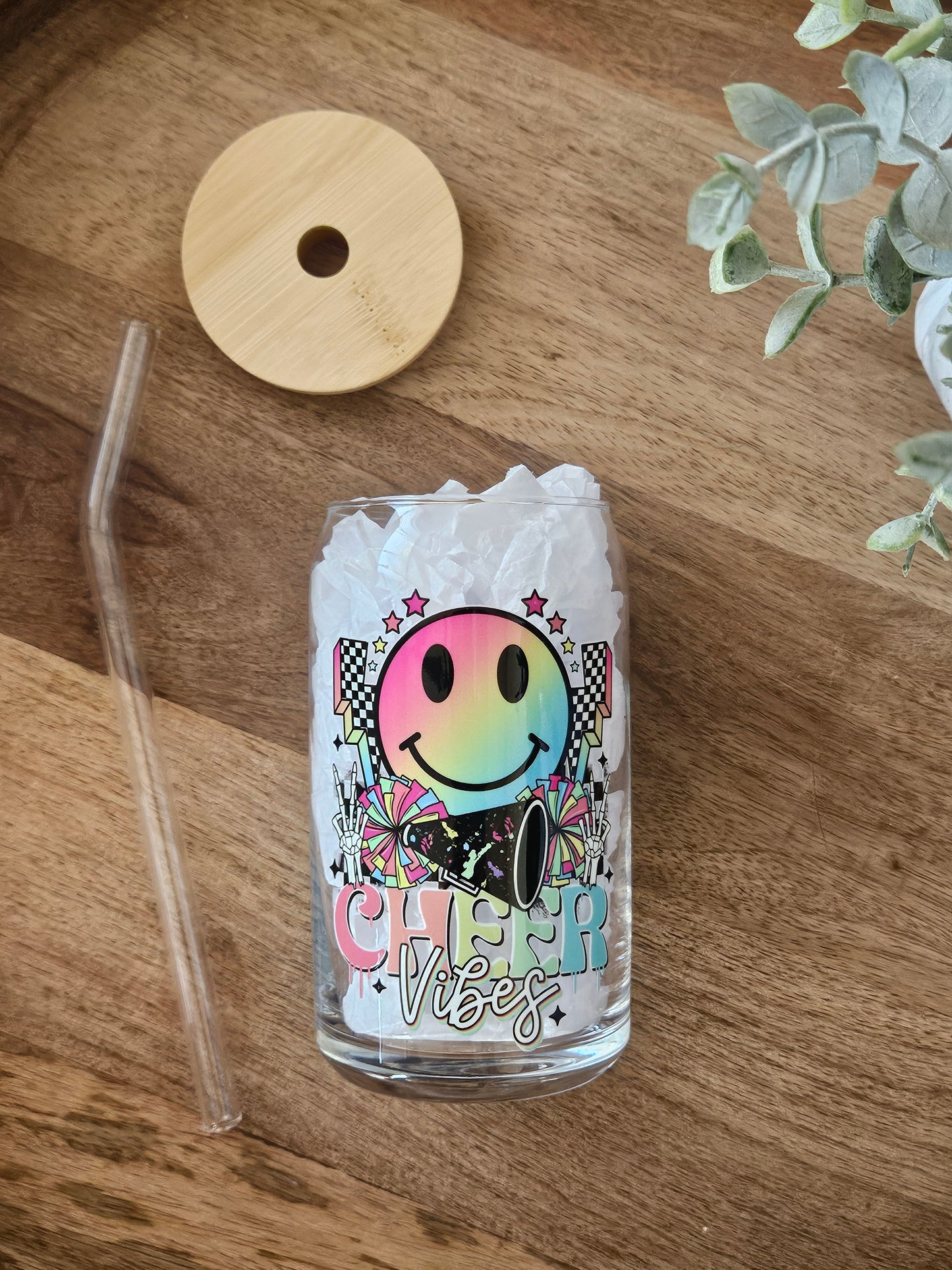Cheer Vibes Glass Cup - Desert Blossom Gifts