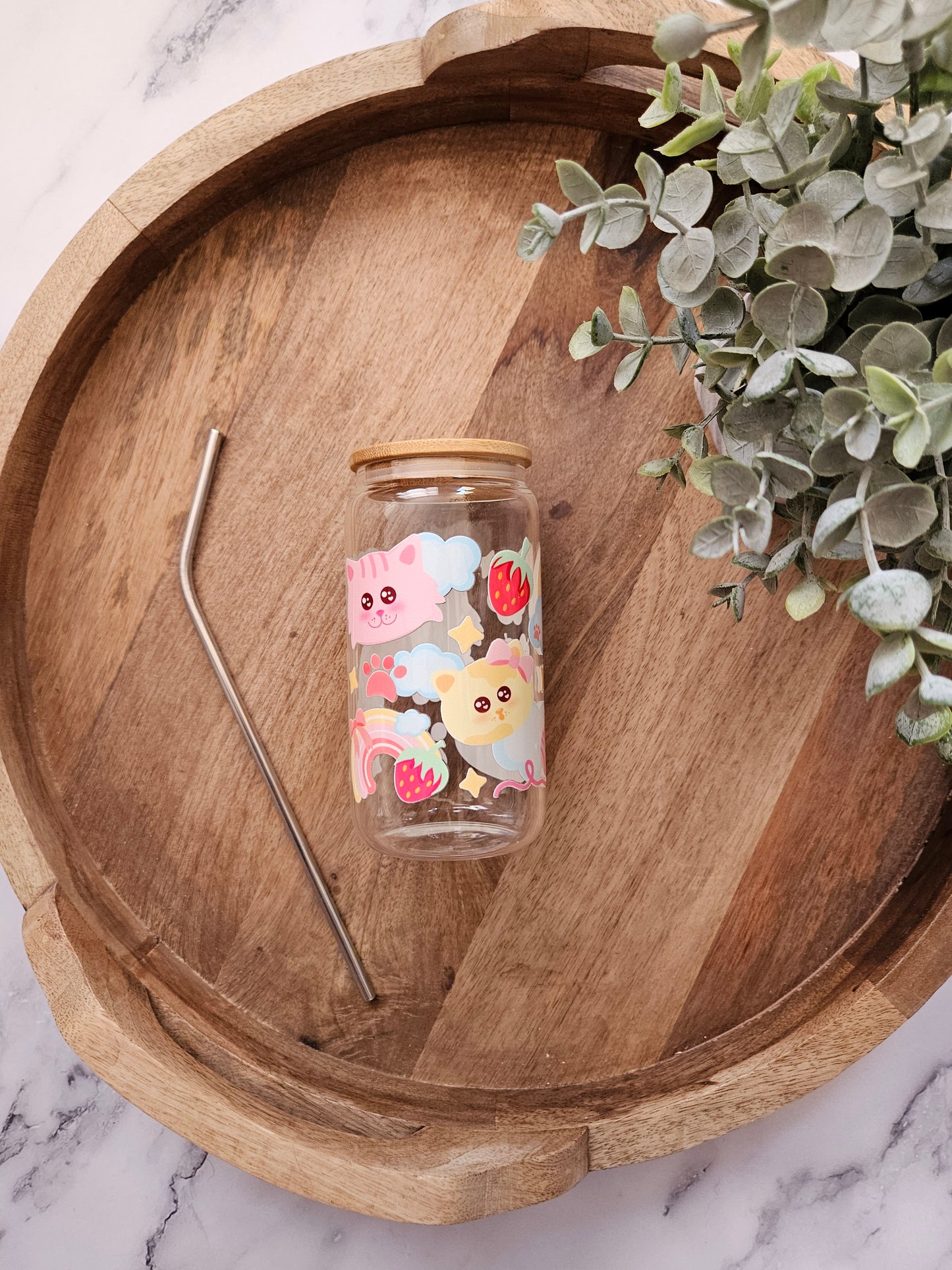 Cat Rainbows Glass Cup - Desert Blossom Gifts