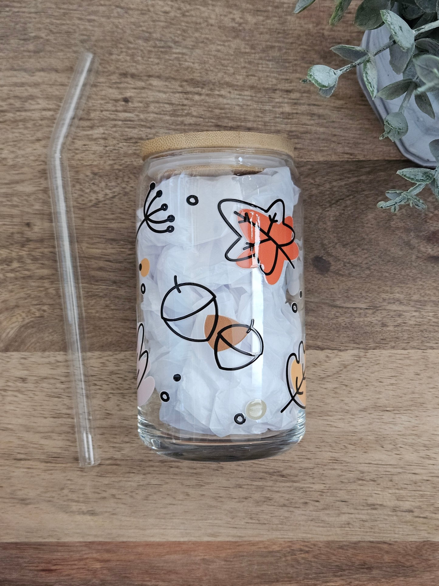 Fall Leaves Glass Cup - Desert Blossom Gifts