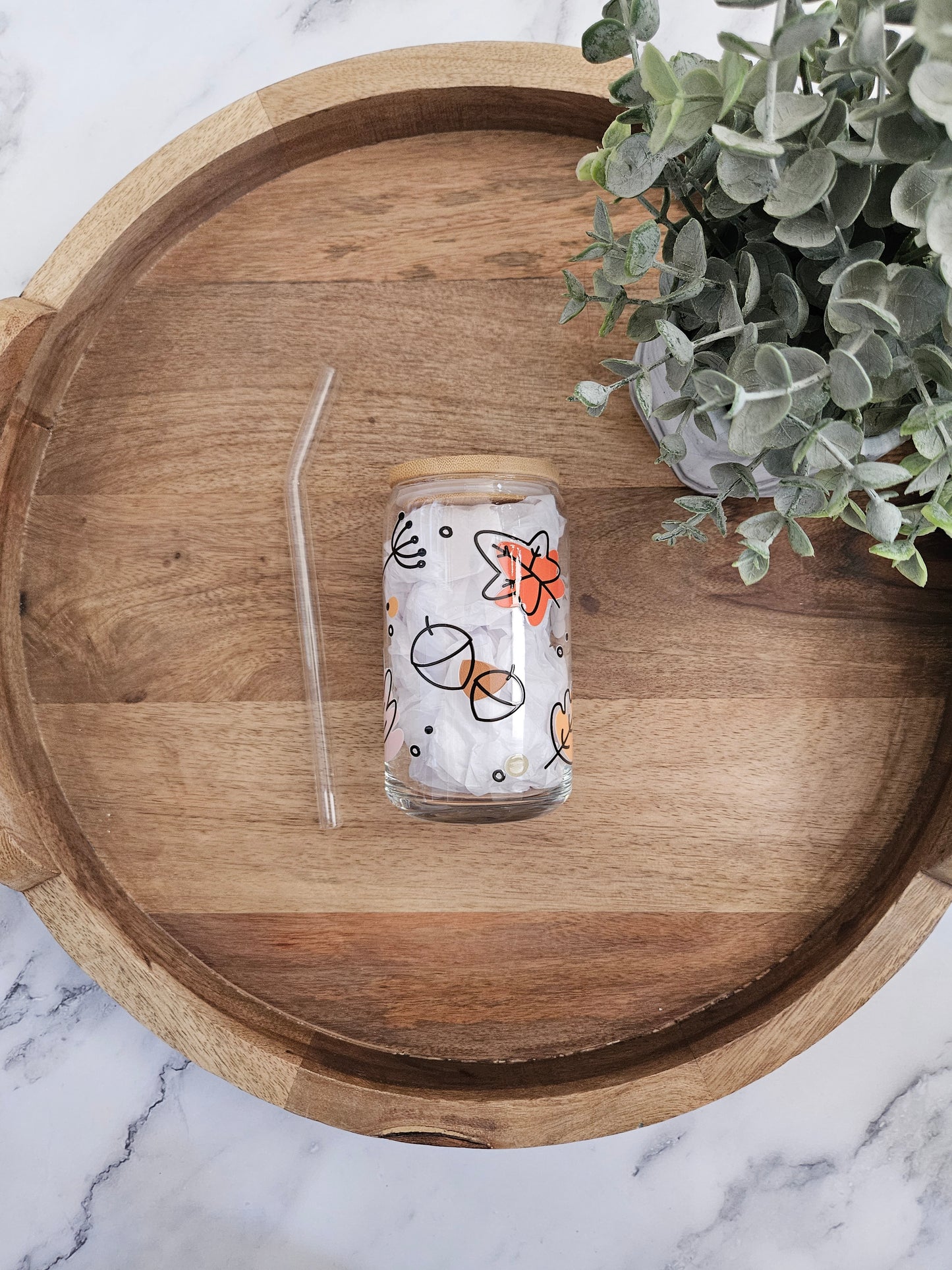 Fall Leaves Glass Cup - Desert Blossom Gifts