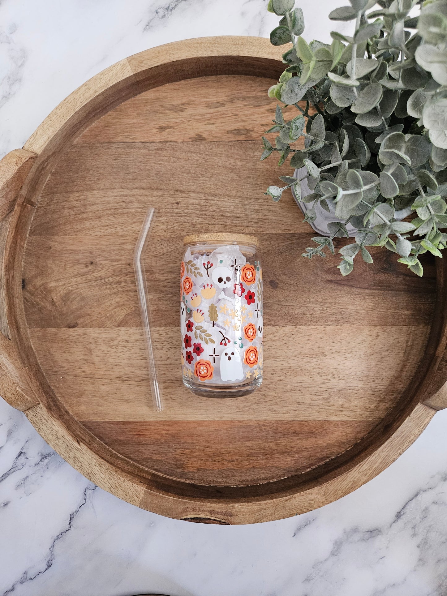 Skull and Ghost Glass Cup - Desert Blossom Gifts