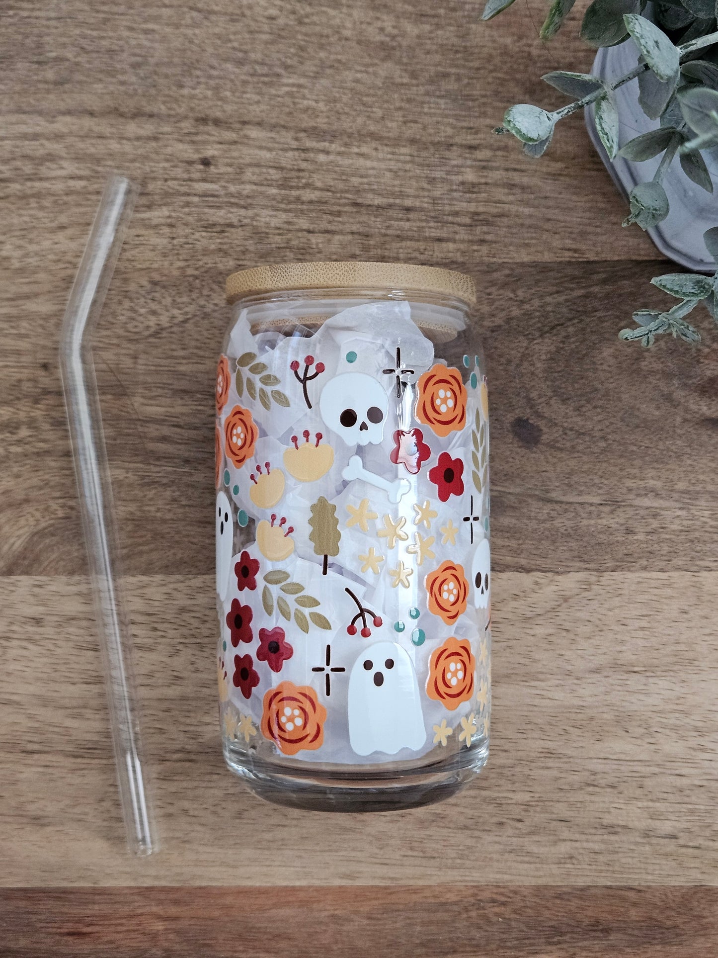 Skull and Ghost Glass Cup - Desert Blossom Gifts