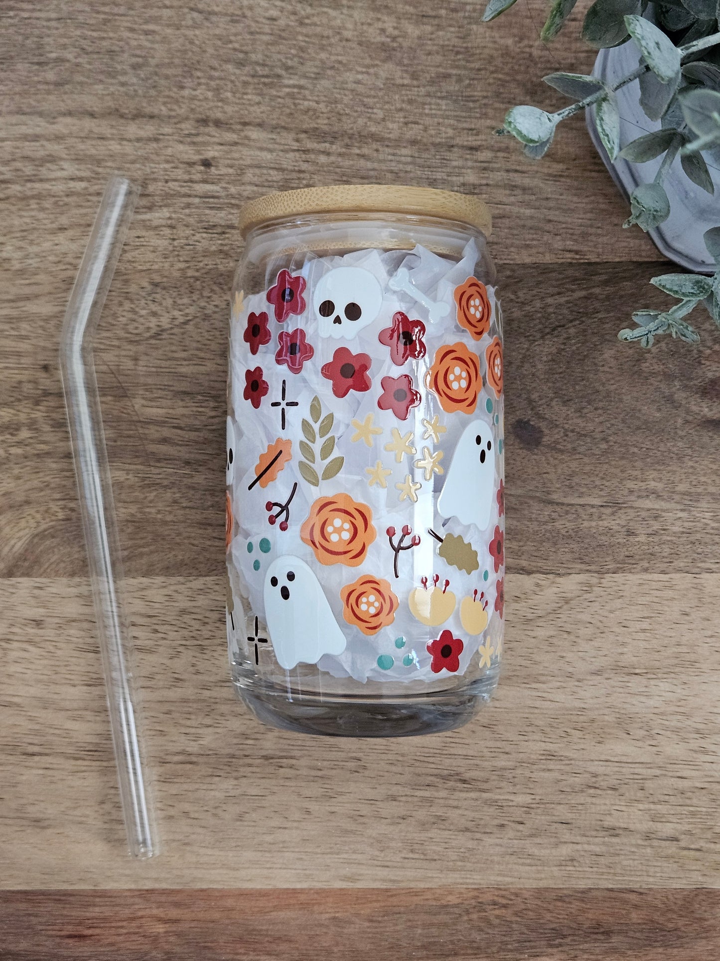 Skull and Ghost Glass Cup - Desert Blossom Gifts