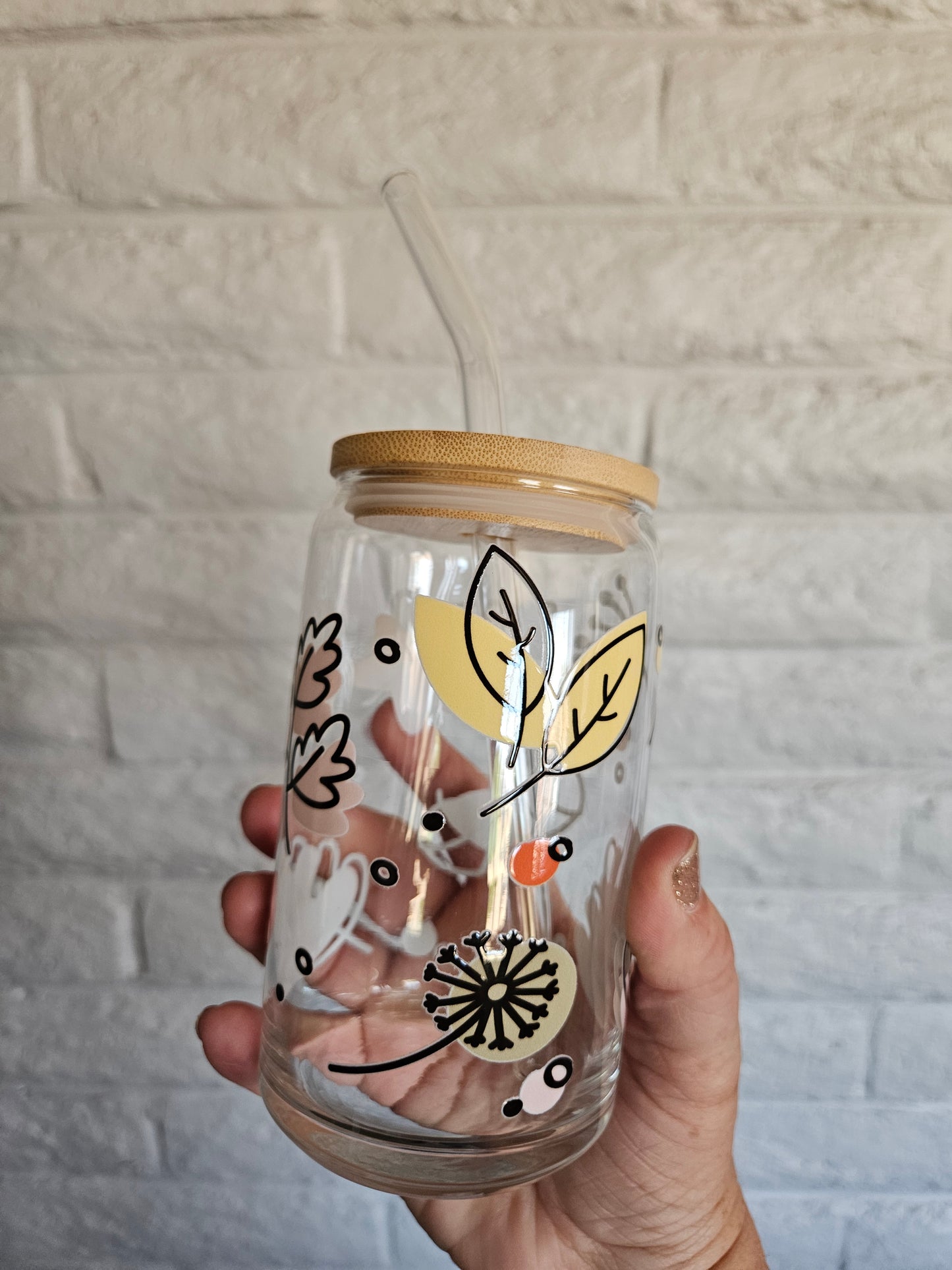 Fall Leaves Glass Cup - Desert Blossom Gifts