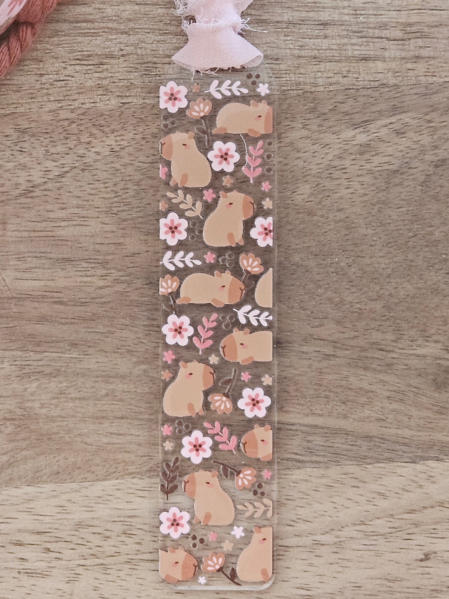 Floral Capybara Bookmark