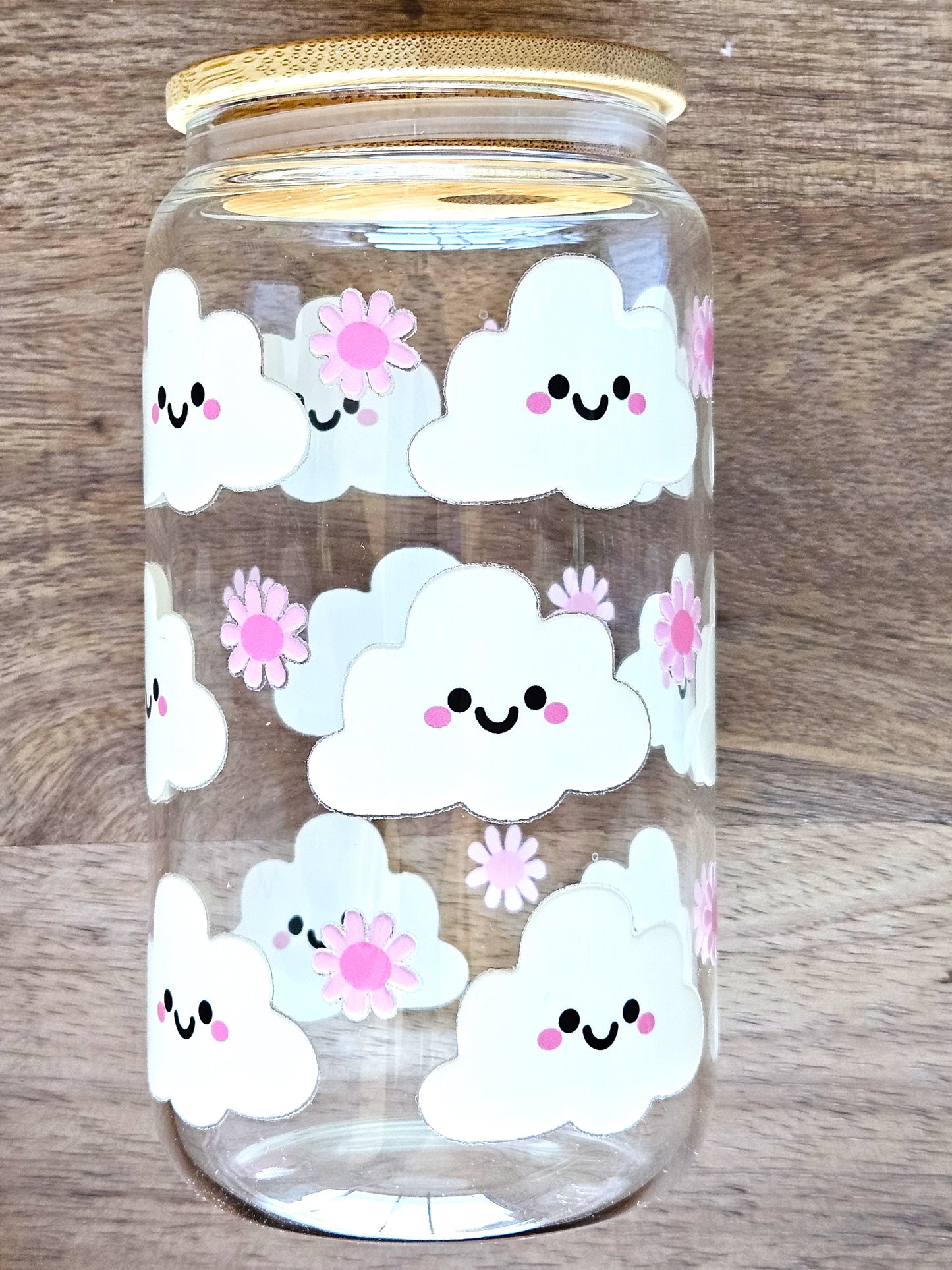 Kawaii Clouds Glass Cup