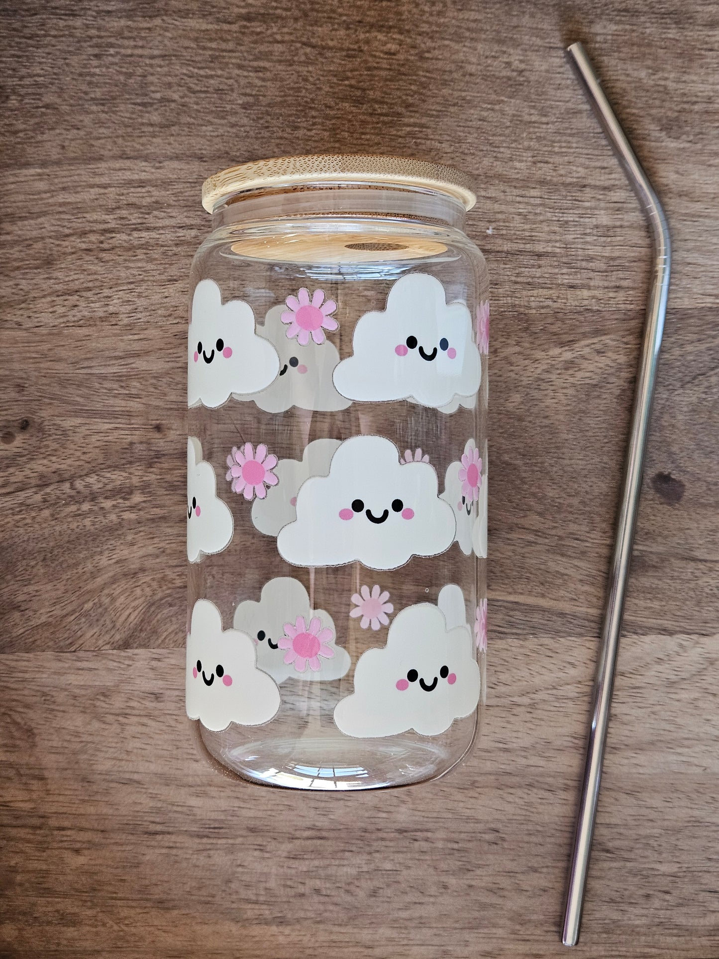 Kawaii Clouds Glass Cup