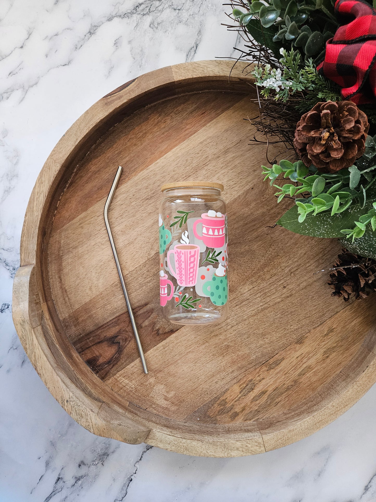 Z Christmas Hot Cocoa Cups Glass Cup - Desert Blossom Gifts