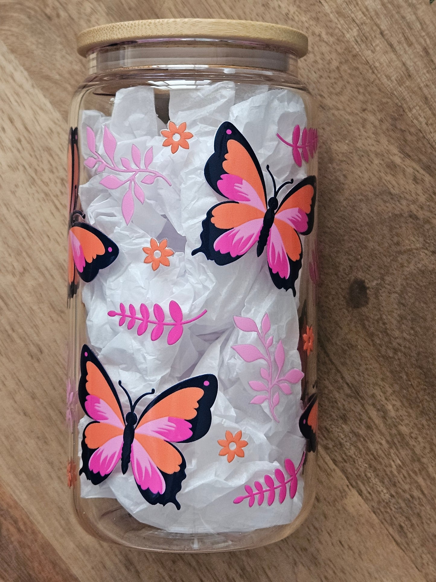 Butterflies Glass Cup
