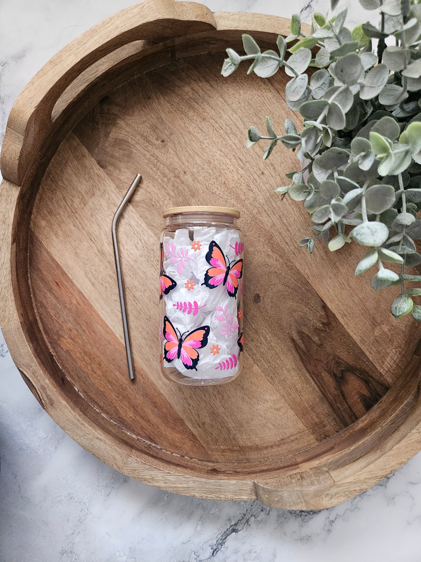 Butterflies Glass Cup