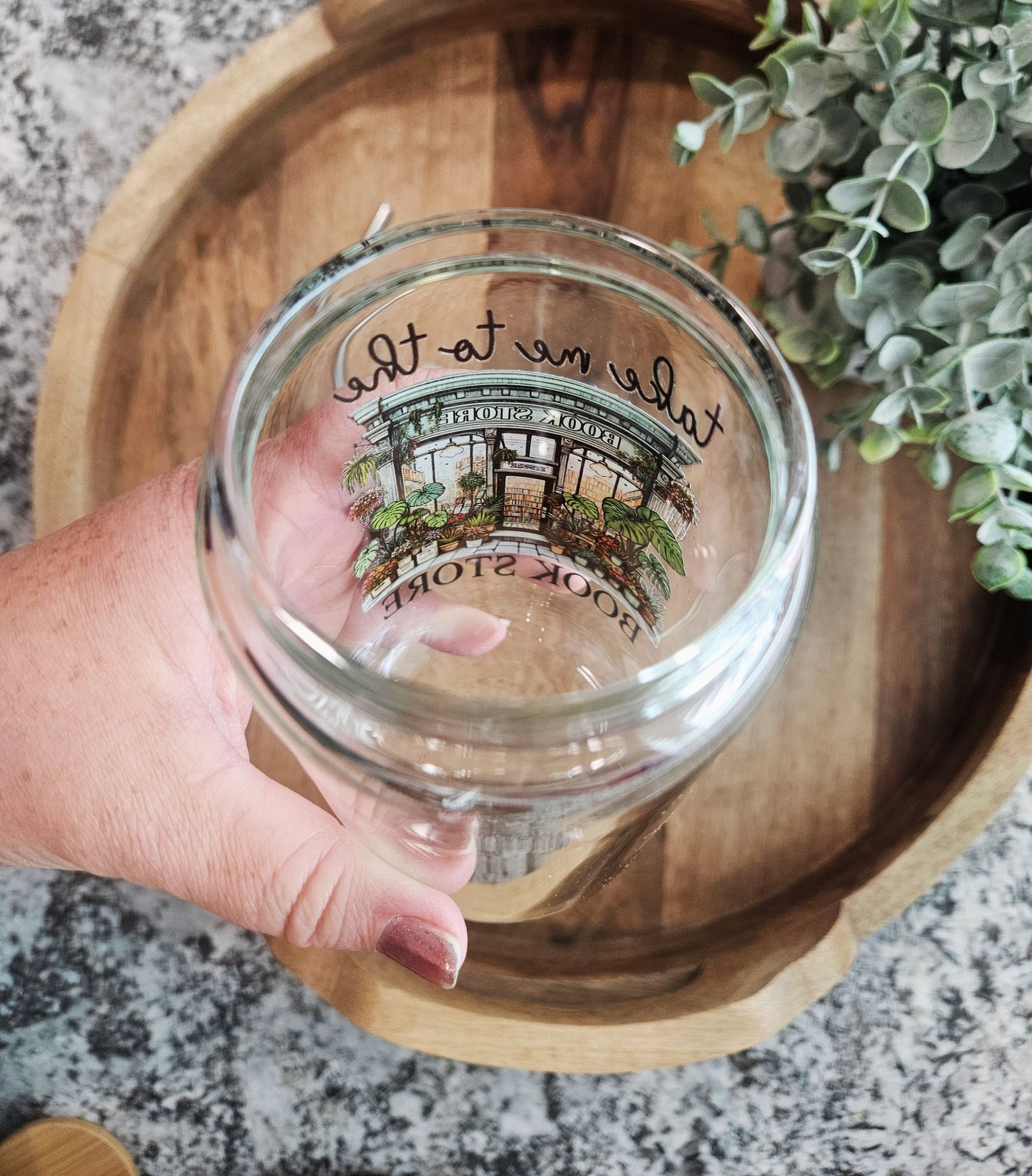 Take Me to the Bookstore Glass Cup - Desert Blossom Gifts