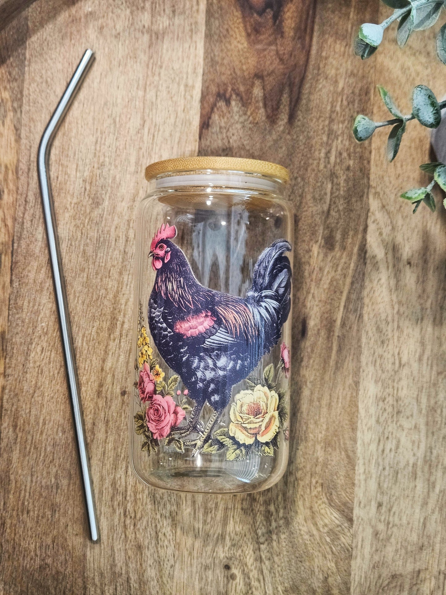 Rooster Glass Cup - Desert Blossom Gifts