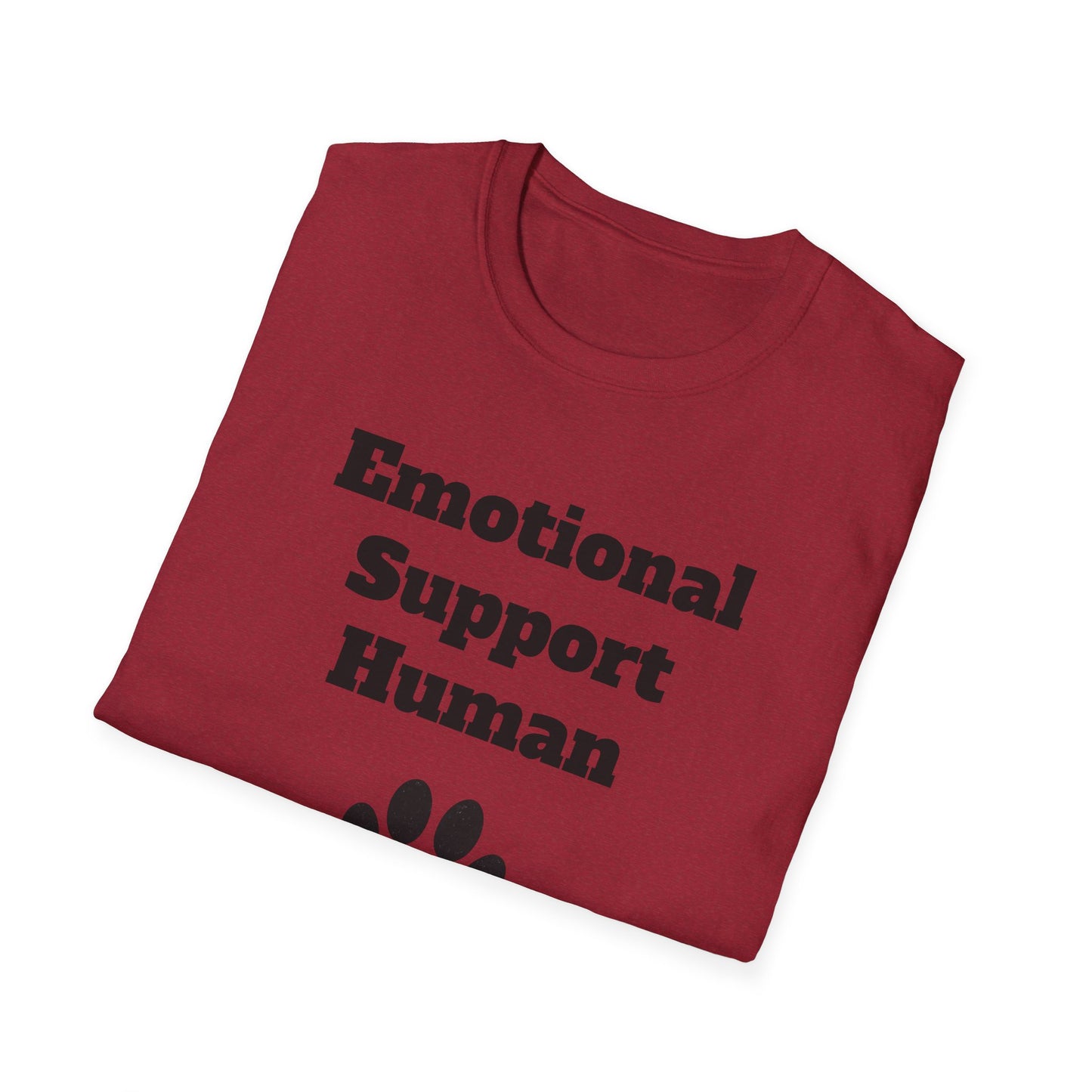 Emotional Support Human T-Shirt, Unisex Funny Tee, Pet Lover Gift, Animal Support Shirt, Casual Wear for Humans, Cute Animal Paw Print