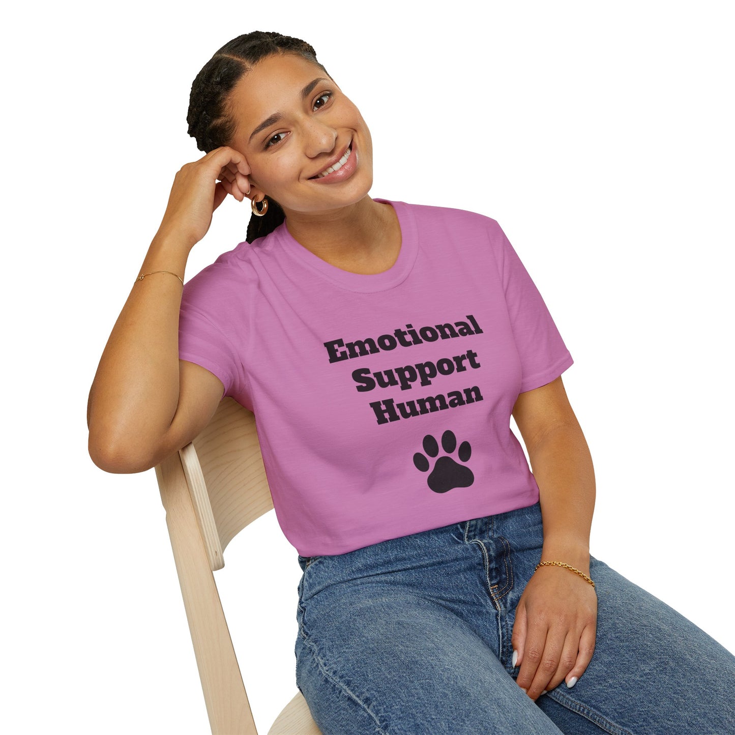 Emotional Support Human T-Shirt, Unisex Funny Tee, Pet Lover Gift, Animal Support Shirt, Casual Wear for Humans, Cute Animal Paw Print