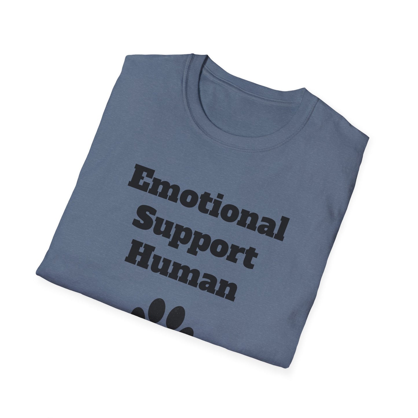 Emotional Support Human T-Shirt, Unisex Funny Tee, Pet Lover Gift, Animal Support Shirt, Casual Wear for Humans, Cute Animal Paw Print