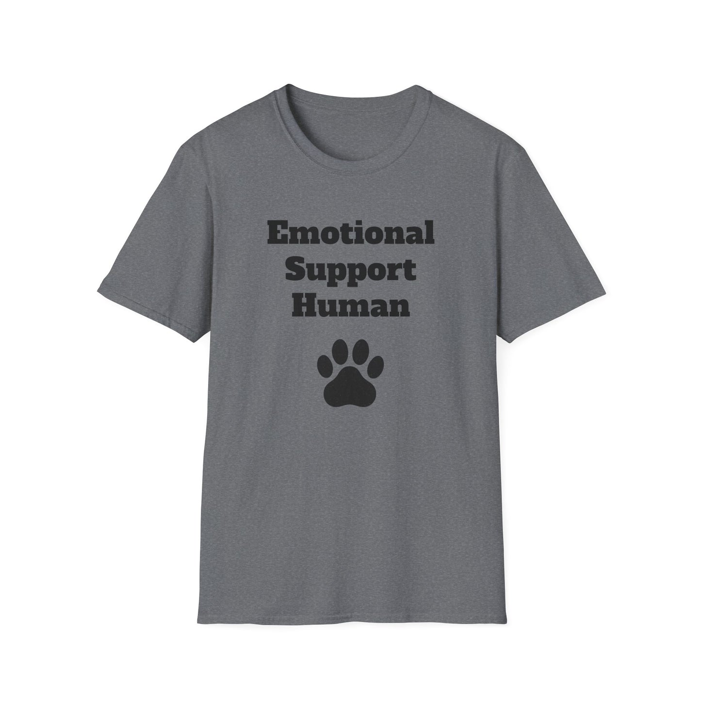 Emotional Support Human T-Shirt, Unisex Funny Tee, Pet Lover Gift, Animal Support Shirt, Casual Wear for Humans, Cute Animal Paw Print