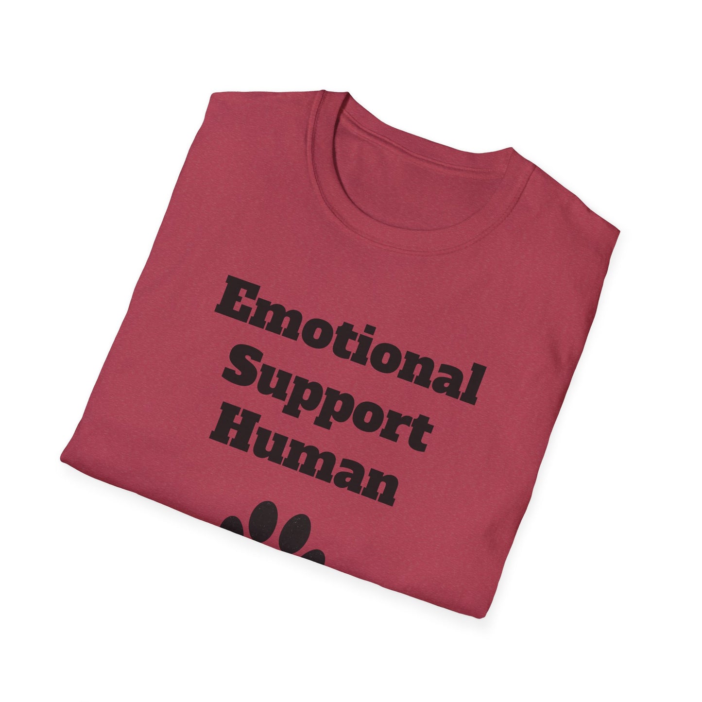 Emotional Support Human T-Shirt, Unisex Funny Tee, Pet Lover Gift, Animal Support Shirt, Casual Wear for Humans, Cute Animal Paw Print